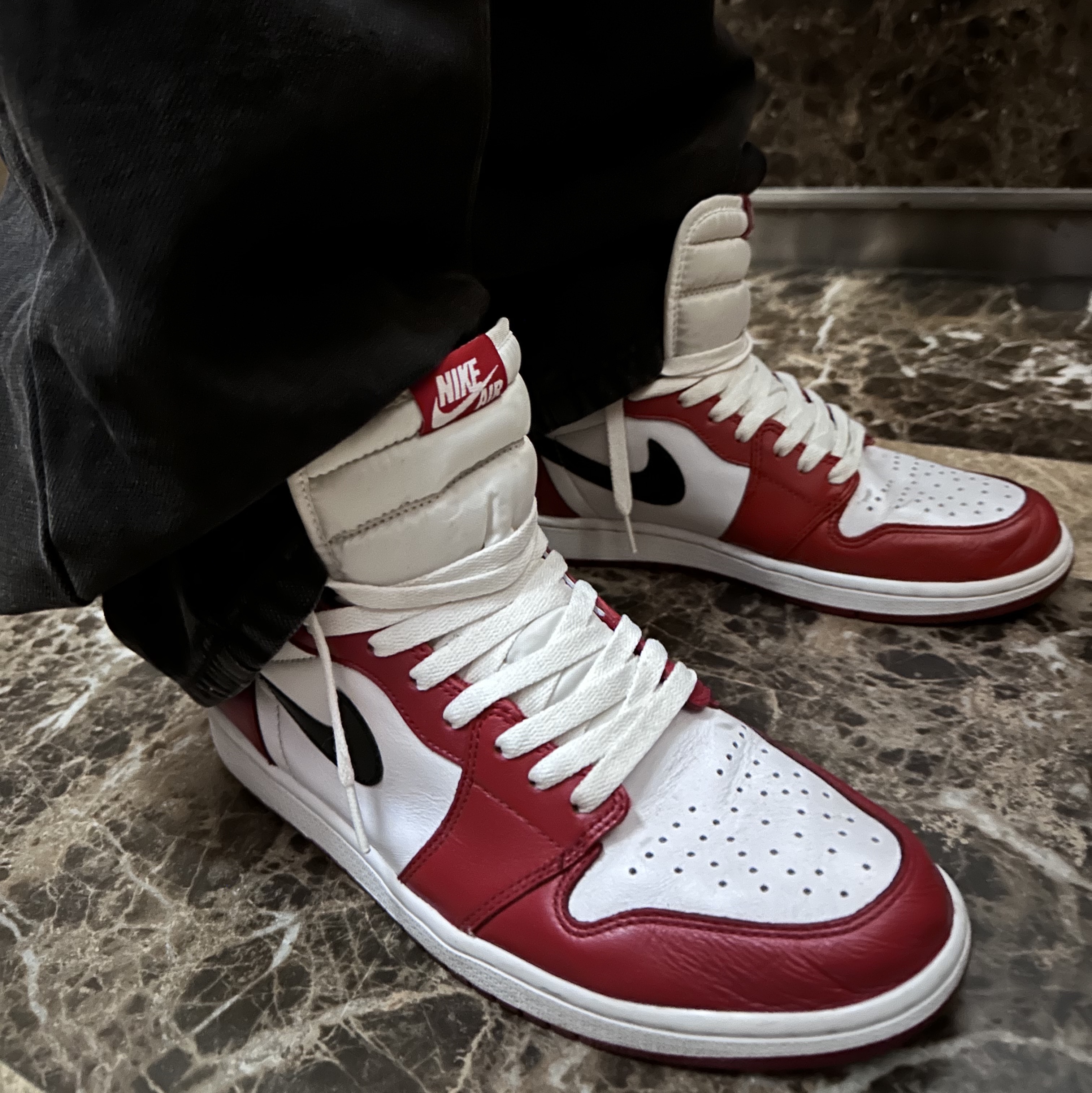 Jordan 1 Retro High OG Chicago 2015, Stussy Washed Canvas Big OL' Jean Black 착용 스타일 - 3