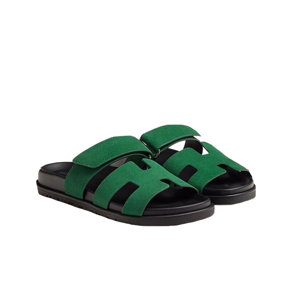 (W) 에르메스 시프레 샌들 스웨이드 고트스킨 & 베르 일렉트릭((W) Hermes Chypre Sandal Suede Goatskin & Vert Electrique) - 2