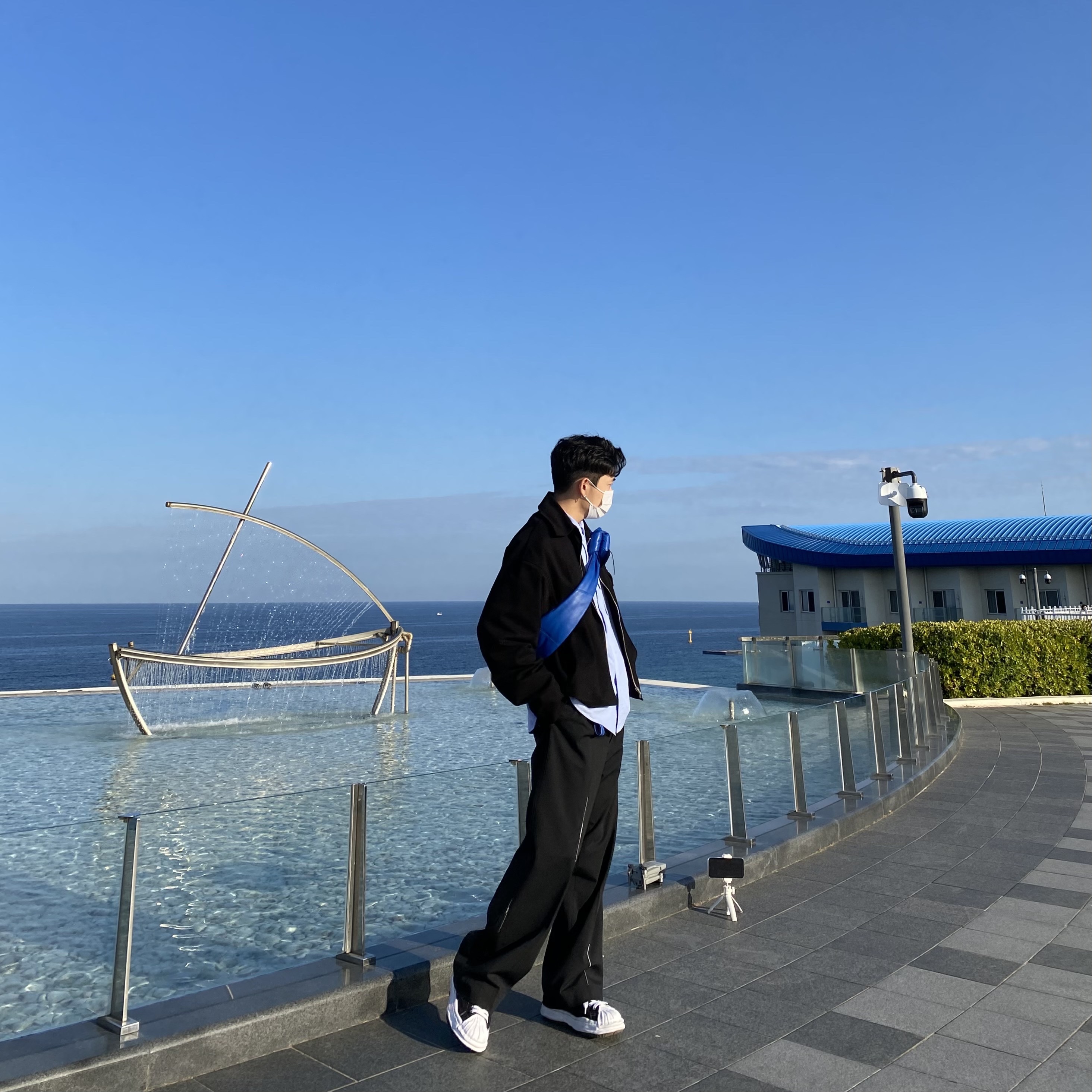 Bottega Veneta Cotton Twill Jacket Black, Zara x Ader Error Wide Pants Black 착용 스타일 - 2