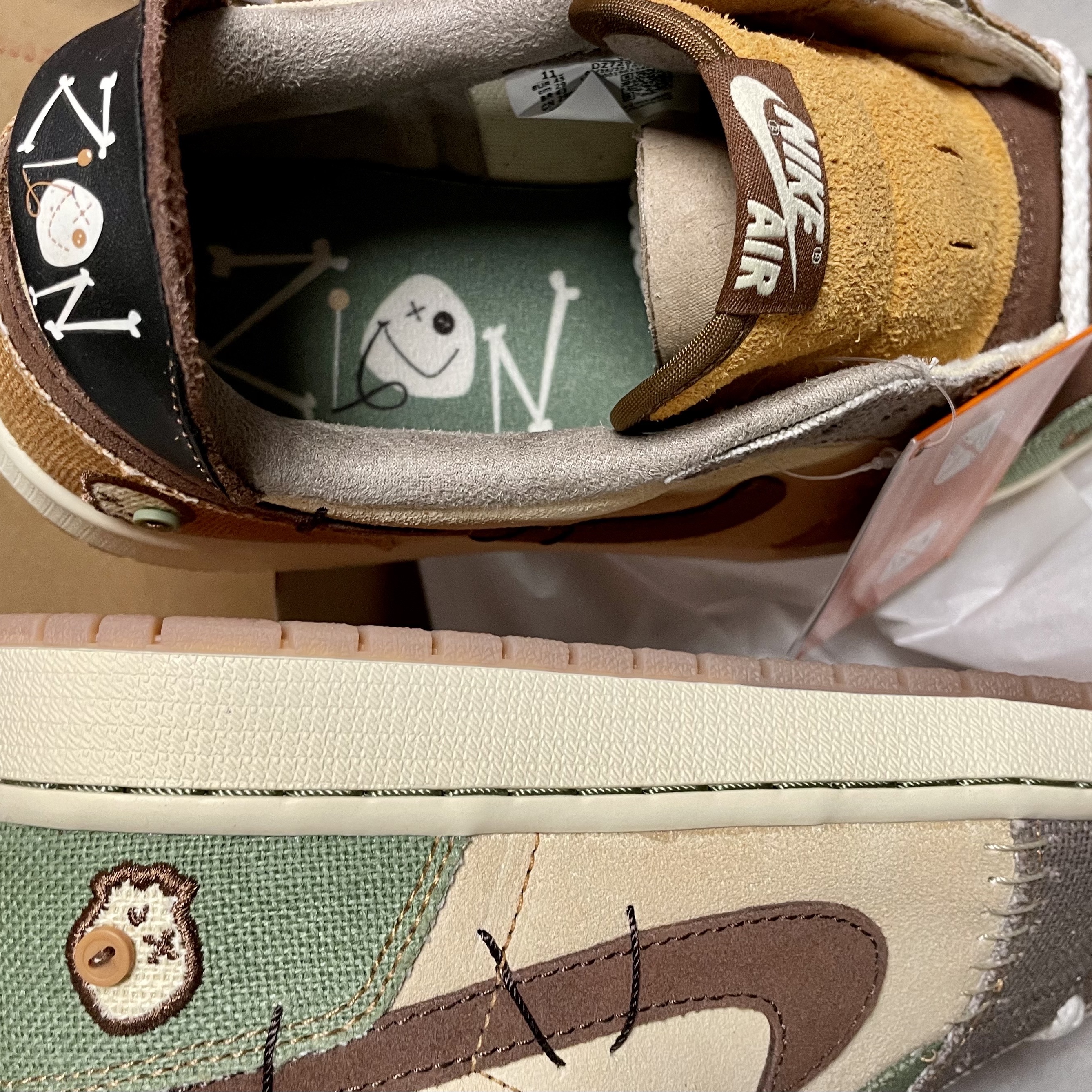 Jordan 1 x Zion Williamson Retro Low OG Flax and Oil Green 착용 스타일