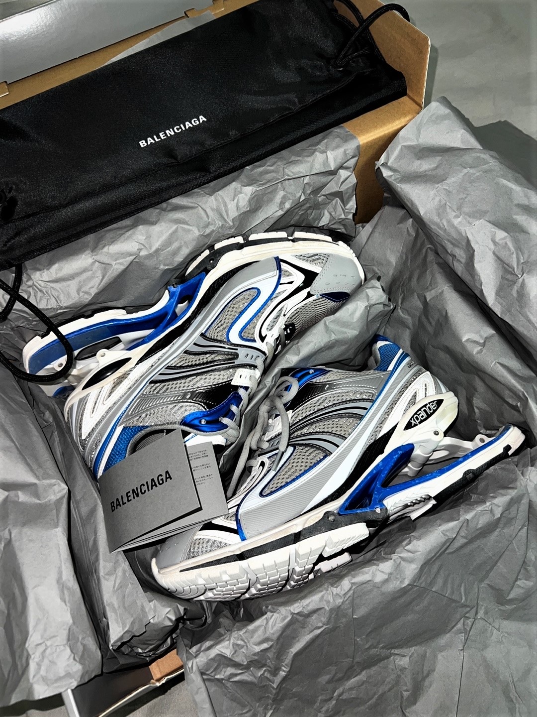 Balenciaga X-Pander Sneakers Blue Silver 착용 스타일