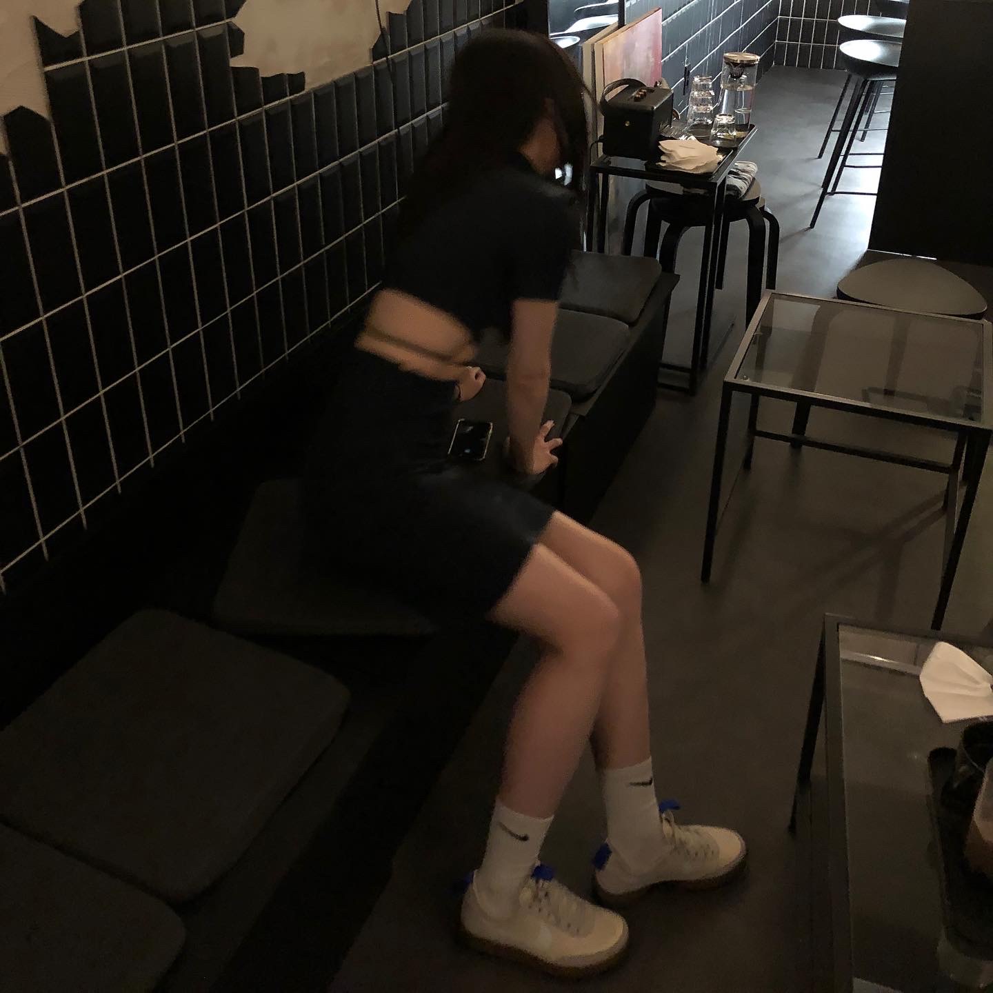 (W) Nike x Jacquemus NRG Short Sleeve Polo Dress Dark Obsidian - Asia, Nike x Tom Sachs General Purpose Shoe Light Cream 착용 스타일 - 3