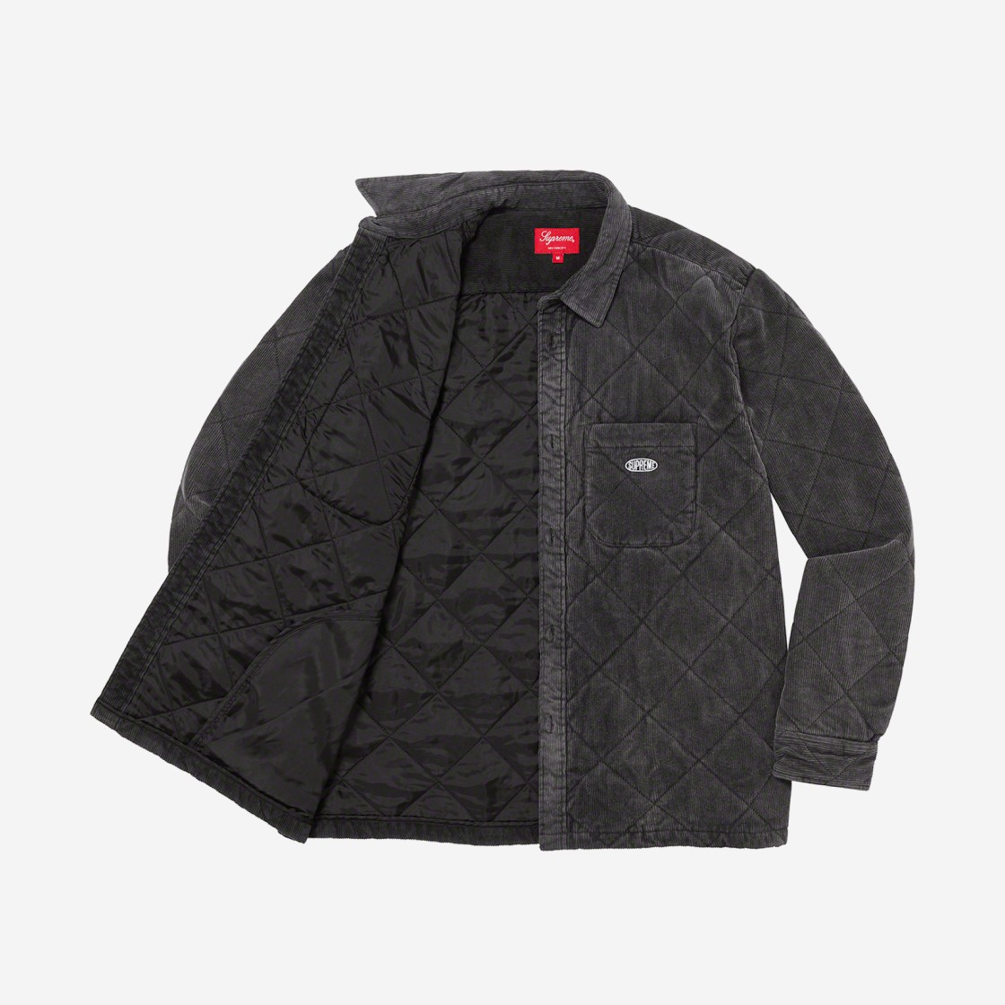 Supreme Quilted Corduroy Shirt Black - 22FW 상세 이미지 2