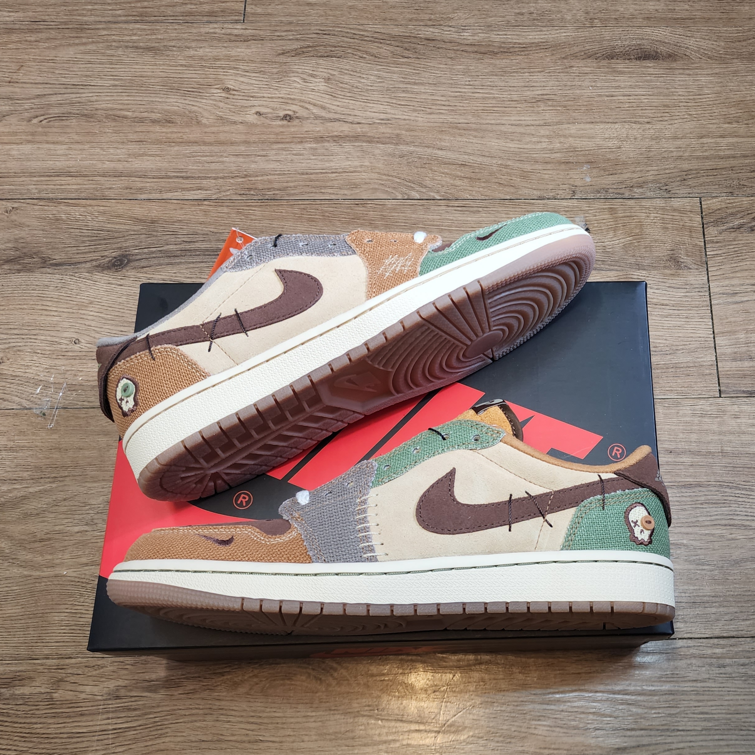 Jordan 1 x Zion Williamson Retro Low OG Flax and Oil Green 착용 스타일