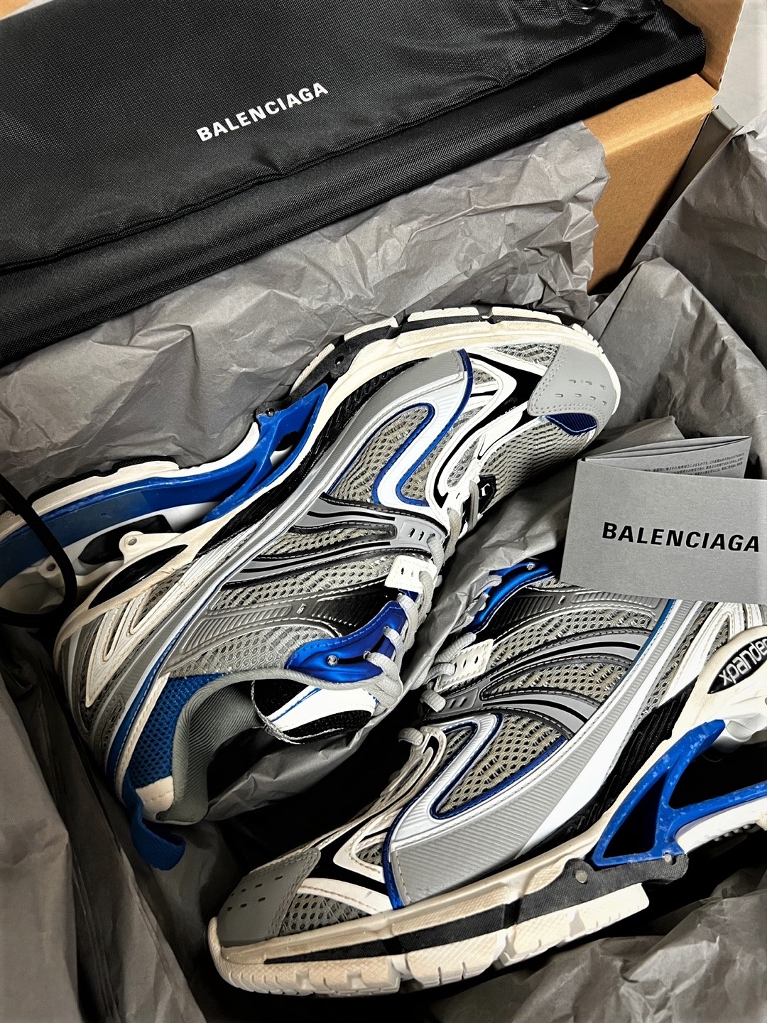 Balenciaga X-Pander Sneakers Blue Silver 착용 스타일
