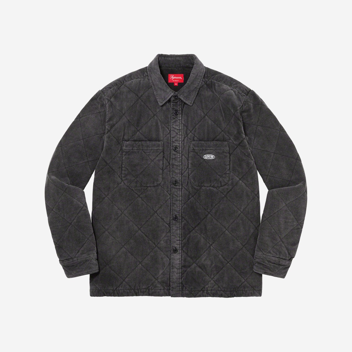 Supreme Quilted Corduroy Shirt Black - 22FW 상세 이미지 1