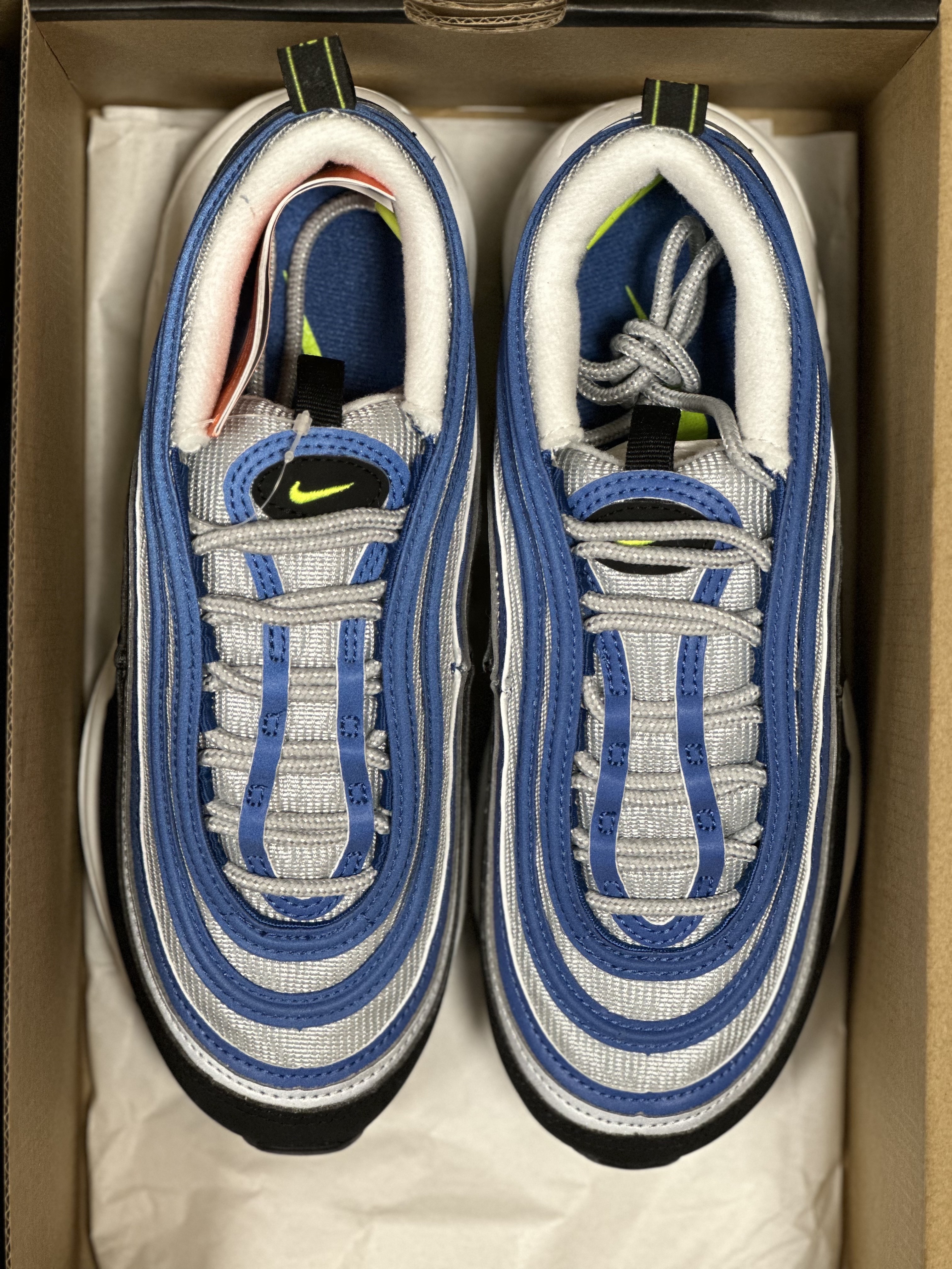 (W) Nike Air Max 97 OG Atlantic Blue and Voltage Yellow 착용 스타일