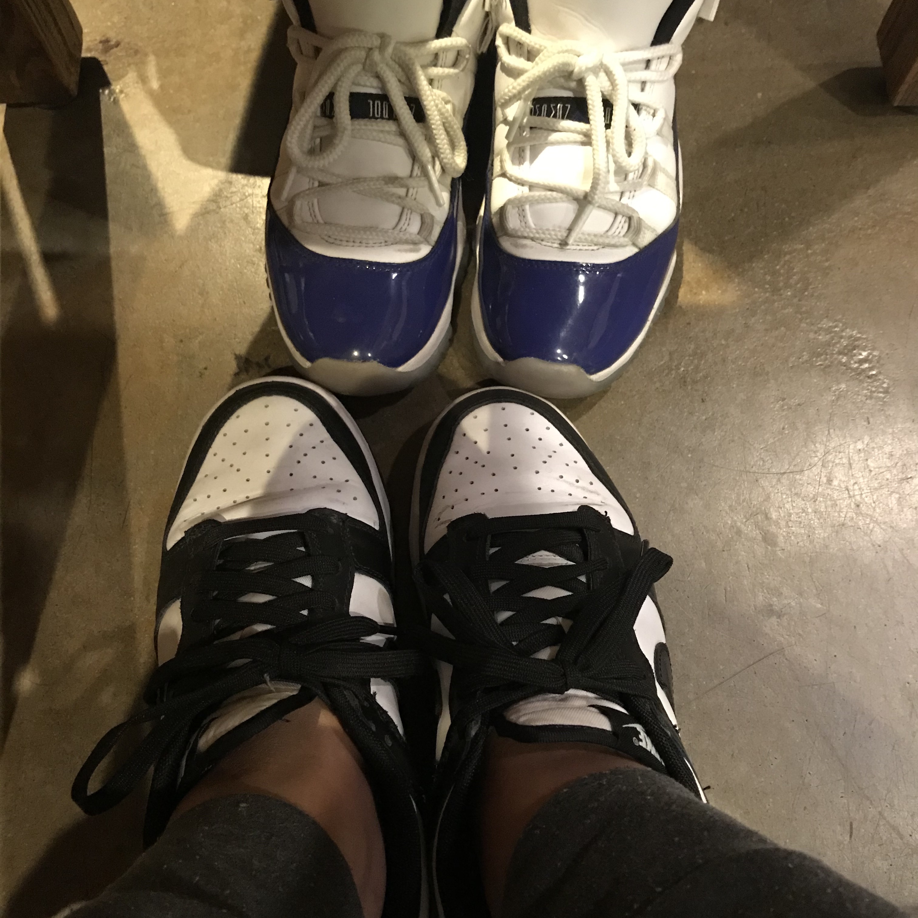 Nike Dunk Low Retro Black, (W) Jordan 11 Retro Low Concord Sketch 착용 스타일