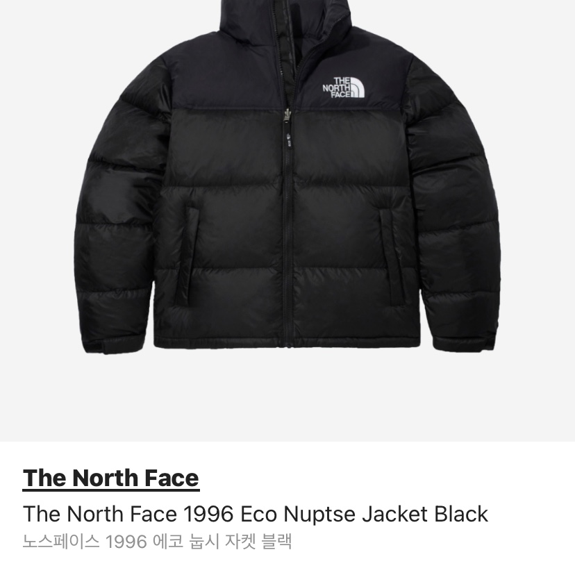 The North Face 1996 Eco Nuptse Jacket Black 착용 스타일