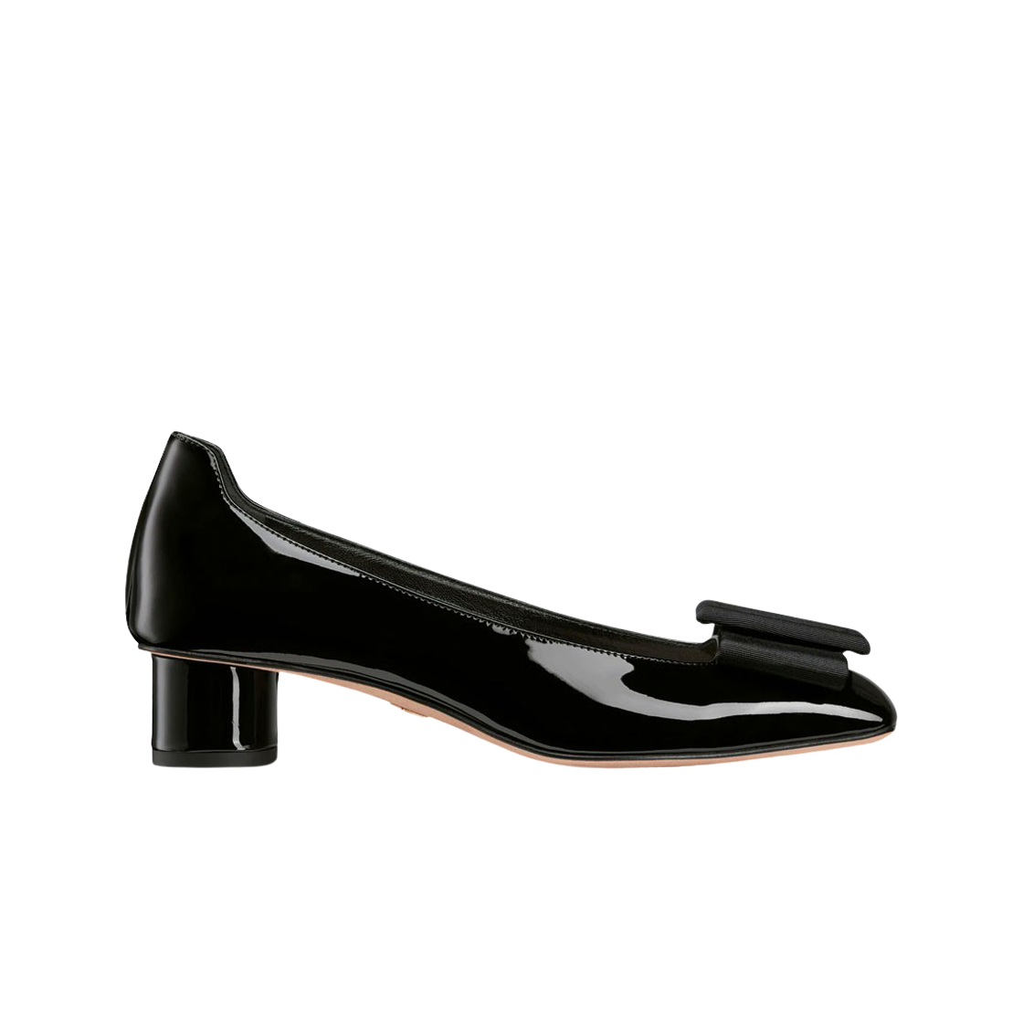 (W) 디올 아이딜 발레 펌프스 페이턴트 카프스킨 그로그랭 블랙((W) Dior Idylle Ballet Pumps Patent Calfskin Grosgrain Black) - 1