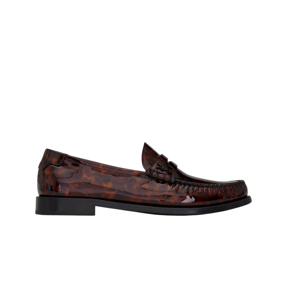 생로랑 페이턴트 레더 르 로퍼 모노그램 페니 슬리퍼 톨토이즈 쉘(Saint Laurent Le Loafer Monogram Penny Slippers in Patent Leather Tortoise Shell) - 1