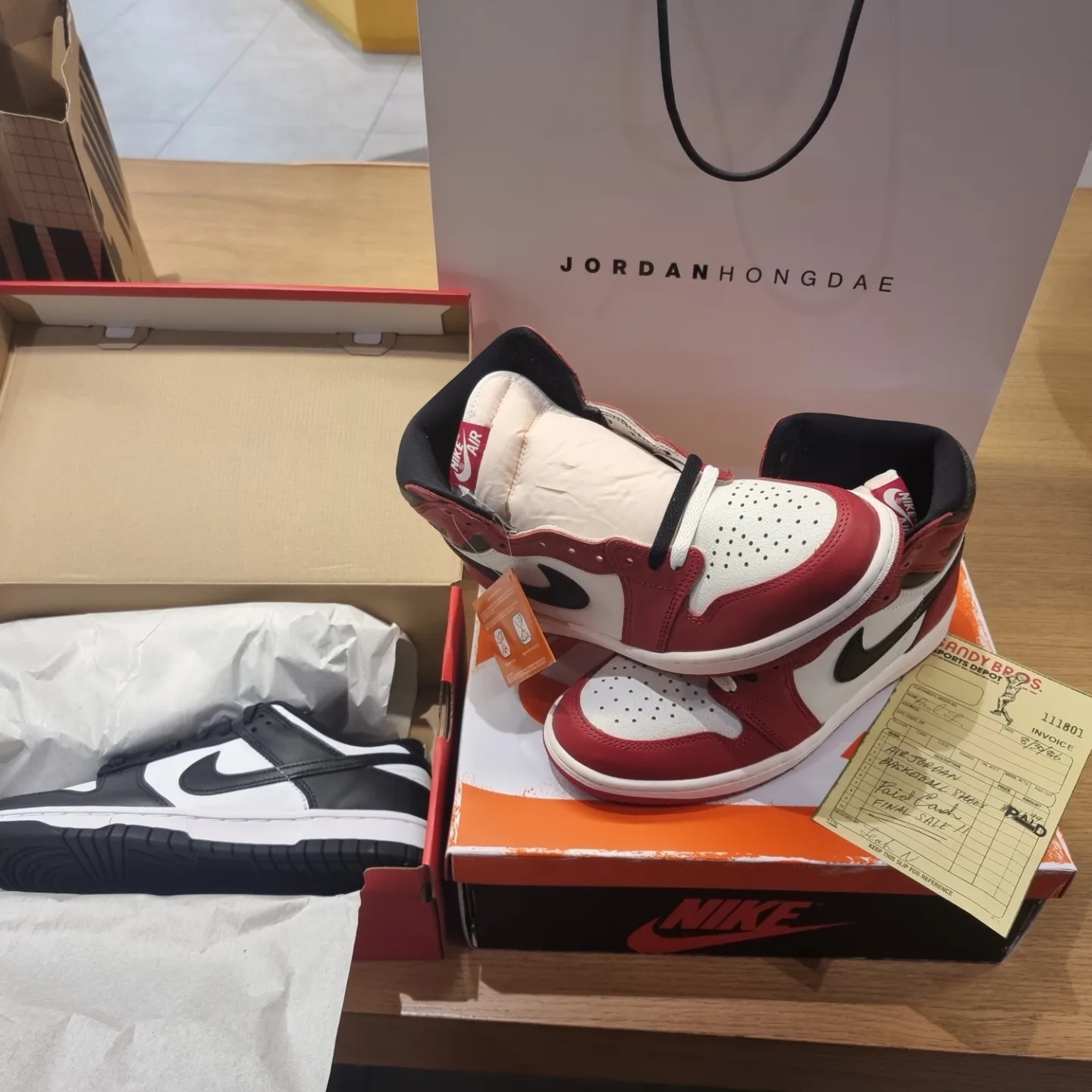 Jordan 1 x Travis Scott x Fragment Retro High OG SP Military Blue, Nike Dunk Low Retro Black 착용 스타일 - 5