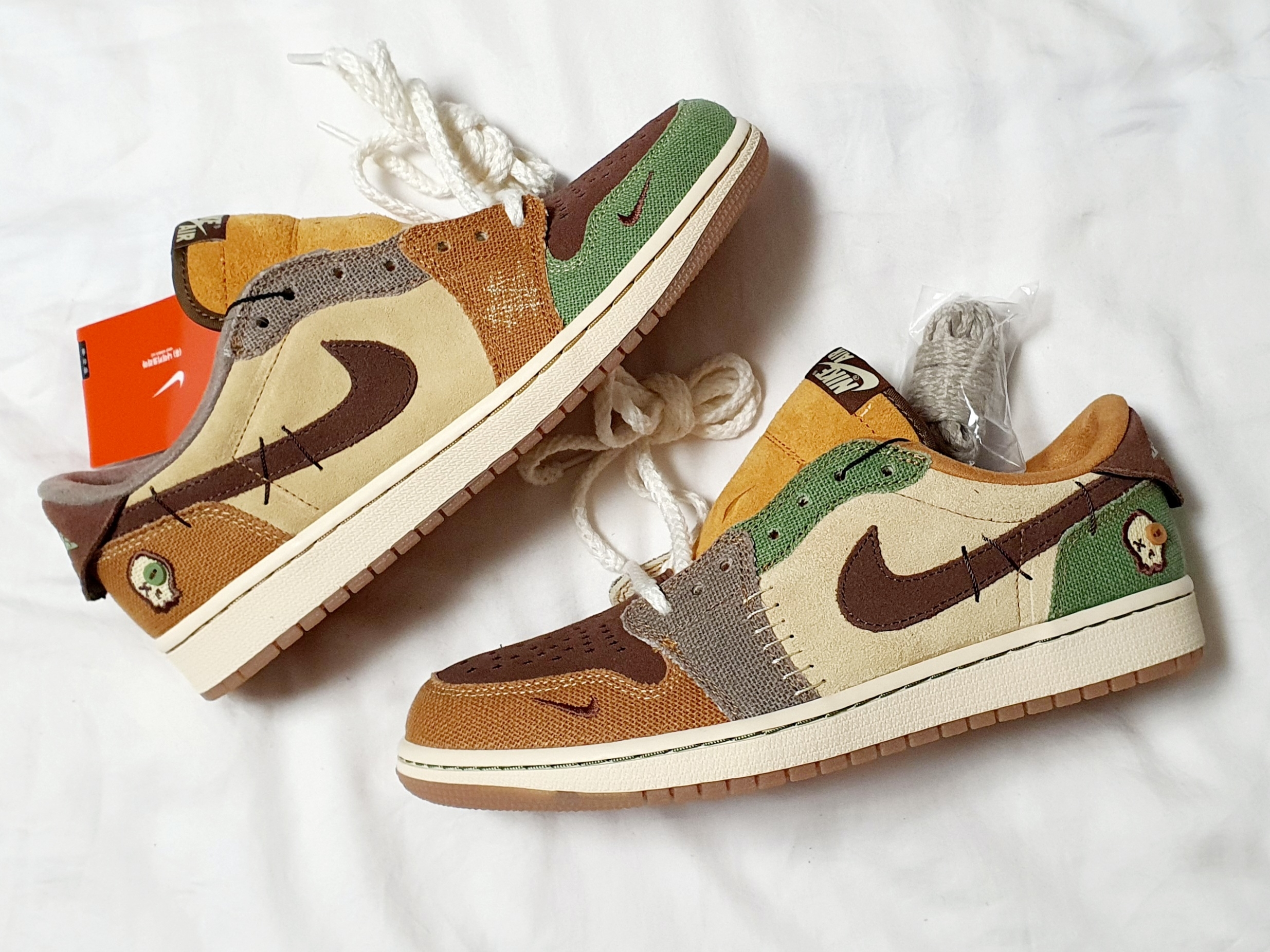 Jordan 1 x Zion Williamson Retro Low OG Flax and Oil Green 착용 스타일 - 5