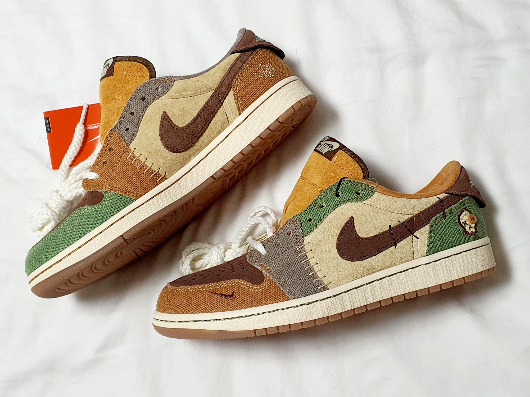 Jordan 1 x Zion Williamson Retro Low OG Flax and Oil Green 착용 스타일 - 2