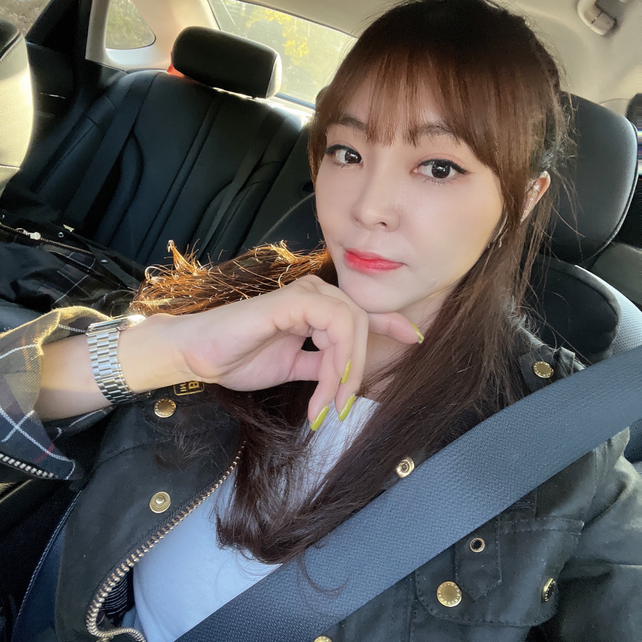 (W) Barbour International Original Wax Jacket Olive 착용 스타일 - 4