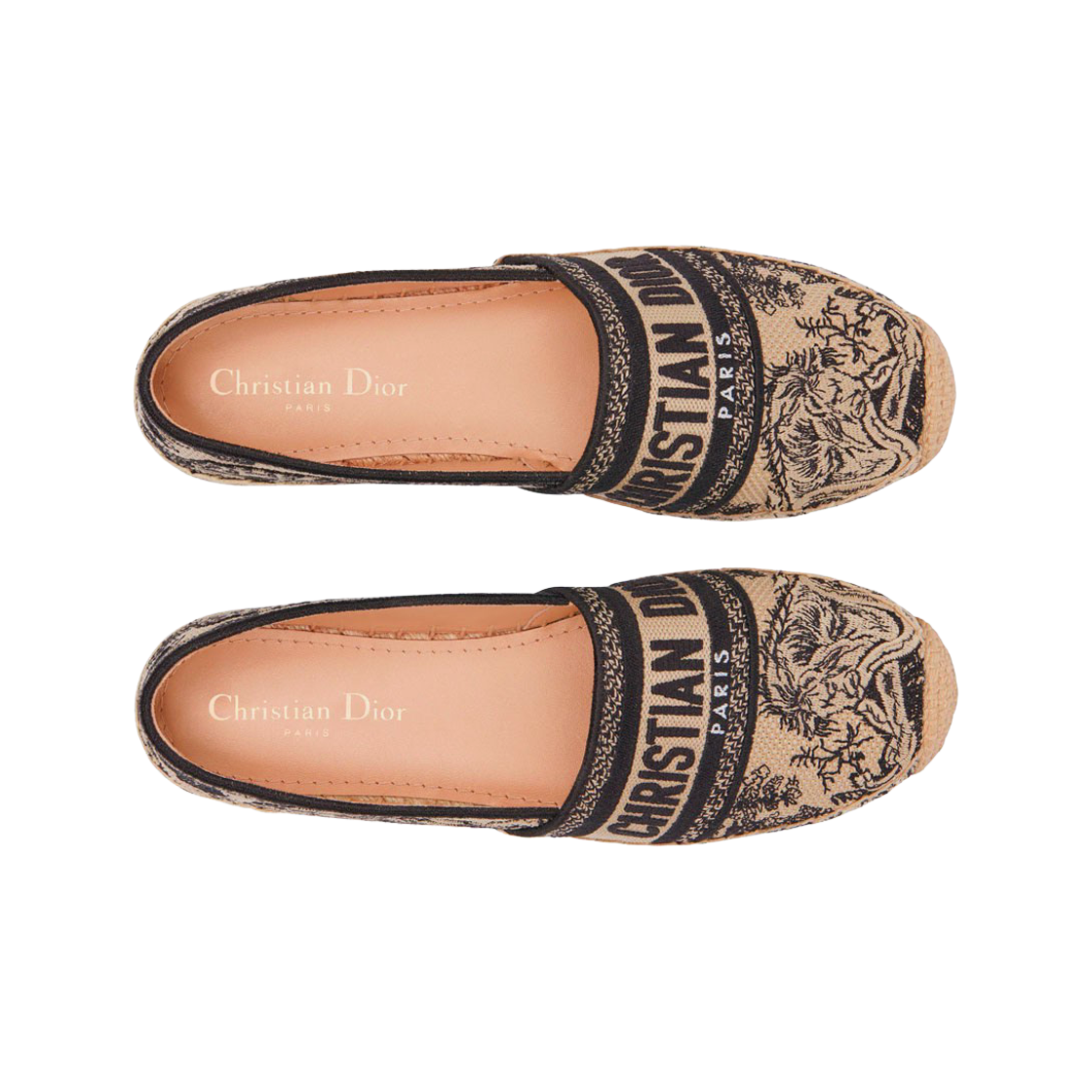 (W) 디올 그랑빌 에스파드리유 트왈 드 주이 자수 코튼 헤이즐넛((W) Dior Granville Espadrilles Toile de Jouy Embroidered Cotton Hazelnut) - 2