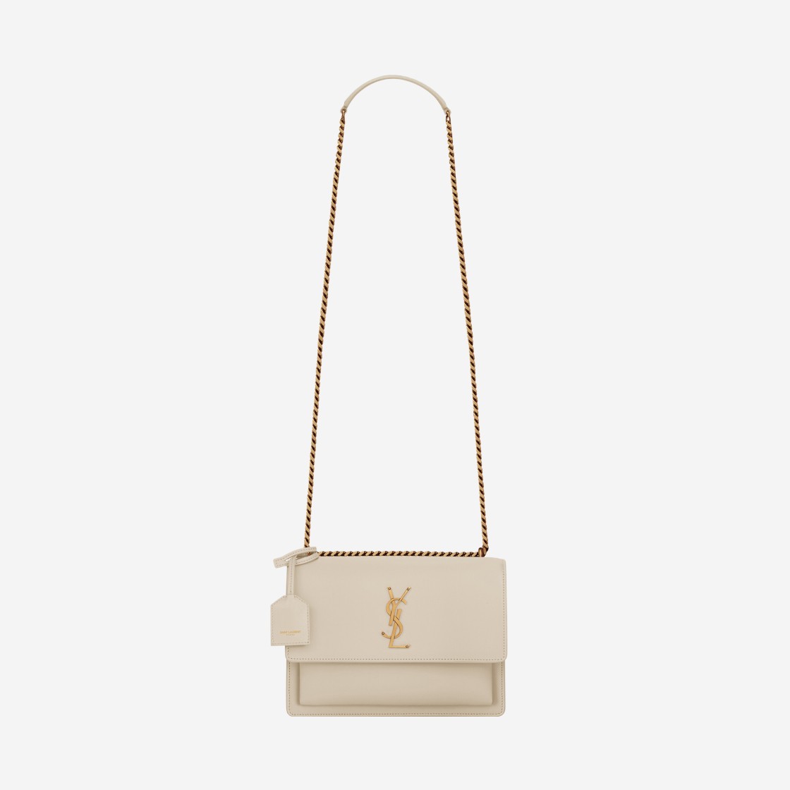 Saint Laurent Sunset Medium Chain Bag in Smooth Leather Blanc Vintage 상세 이미지 1