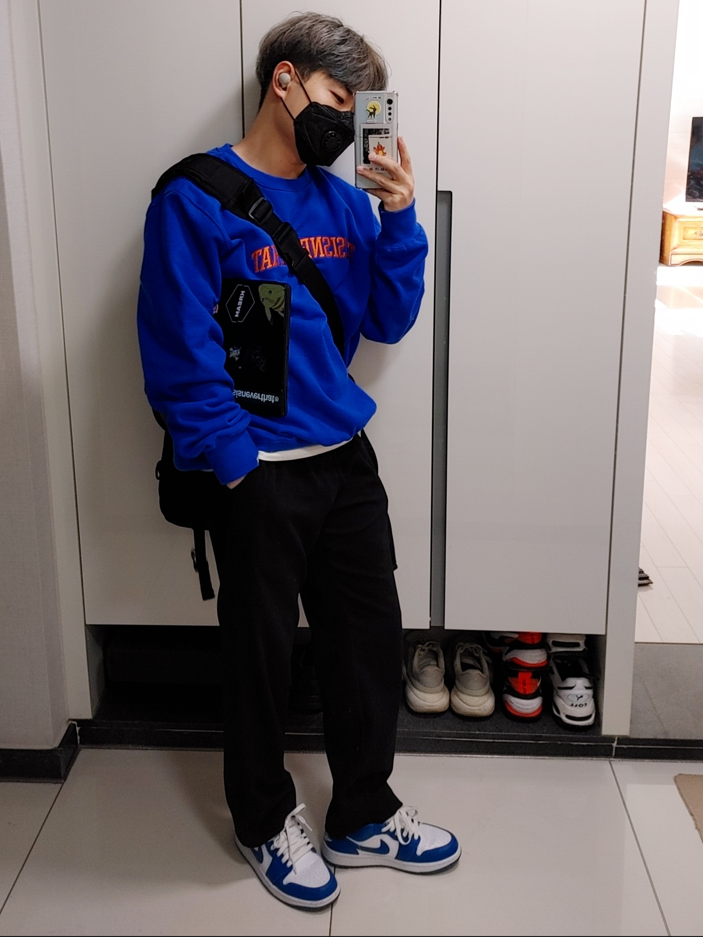 (W) Jordan 1 Low White Dark Marina Blue 착용 스타일