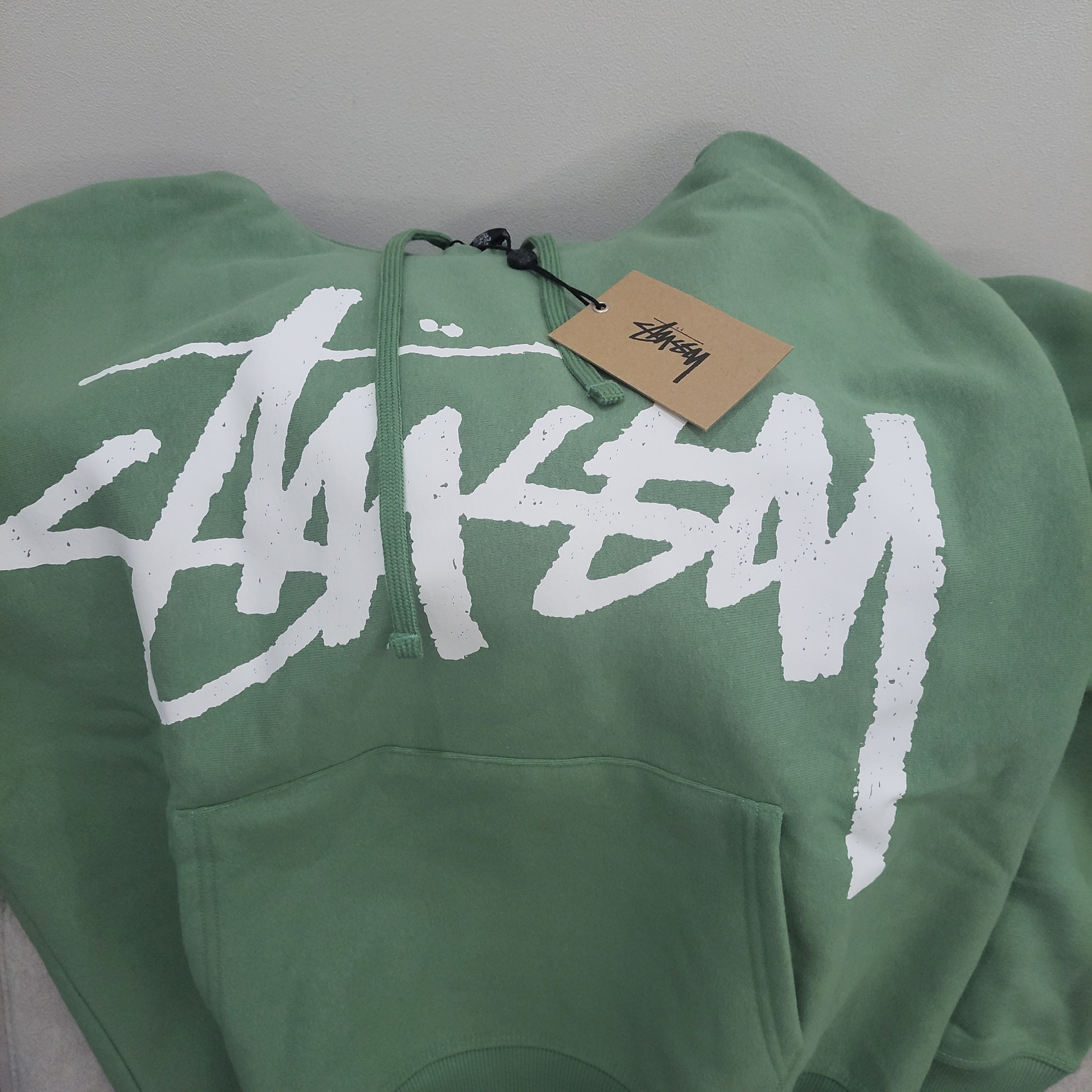 Stussy Big Stock Hoodie Green 착용 스타일 - 3