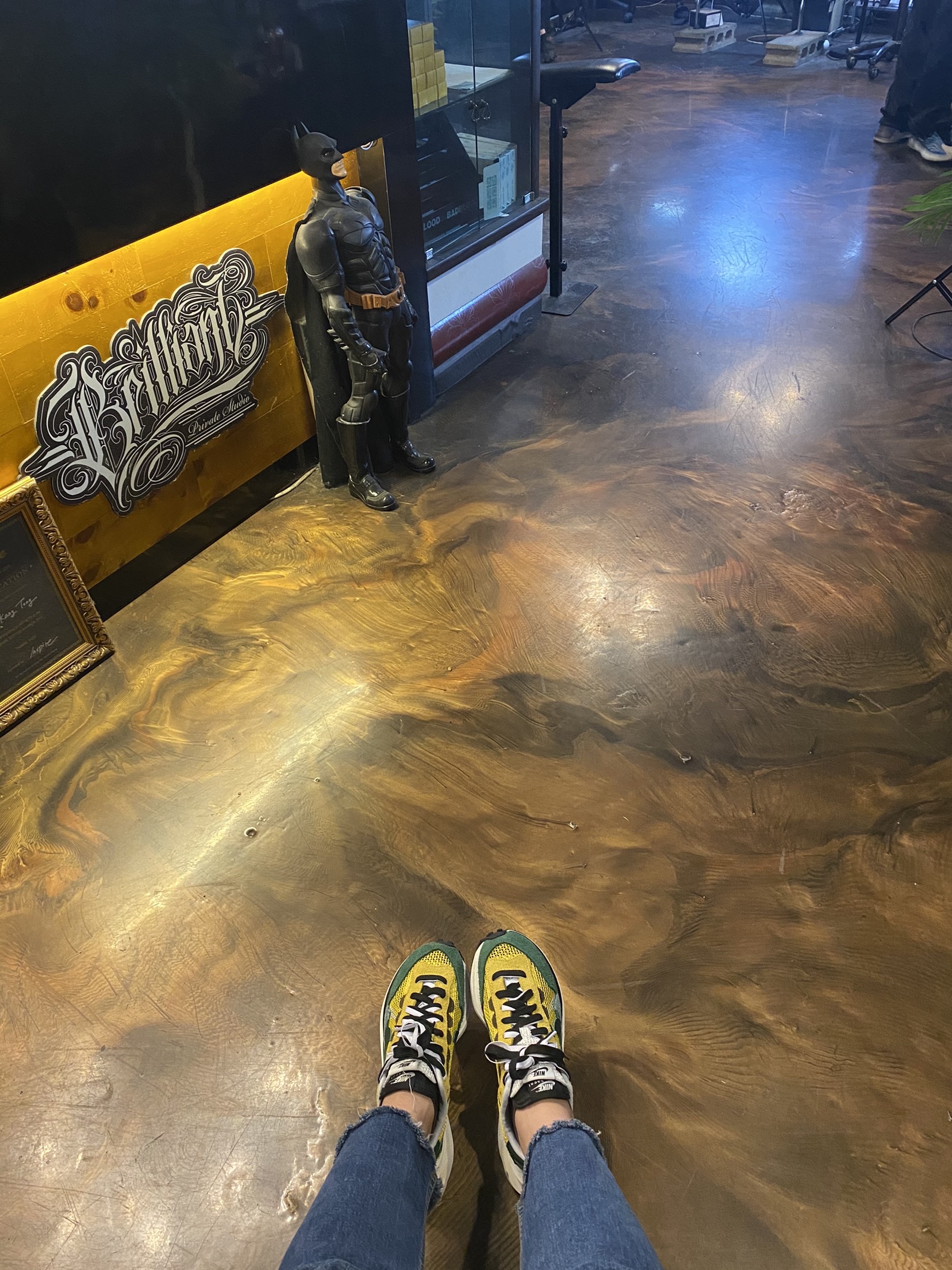 Nike x Sacai VaporWaffle Tour Yellow & Gorge Green Sail 착용 스타일 - 2