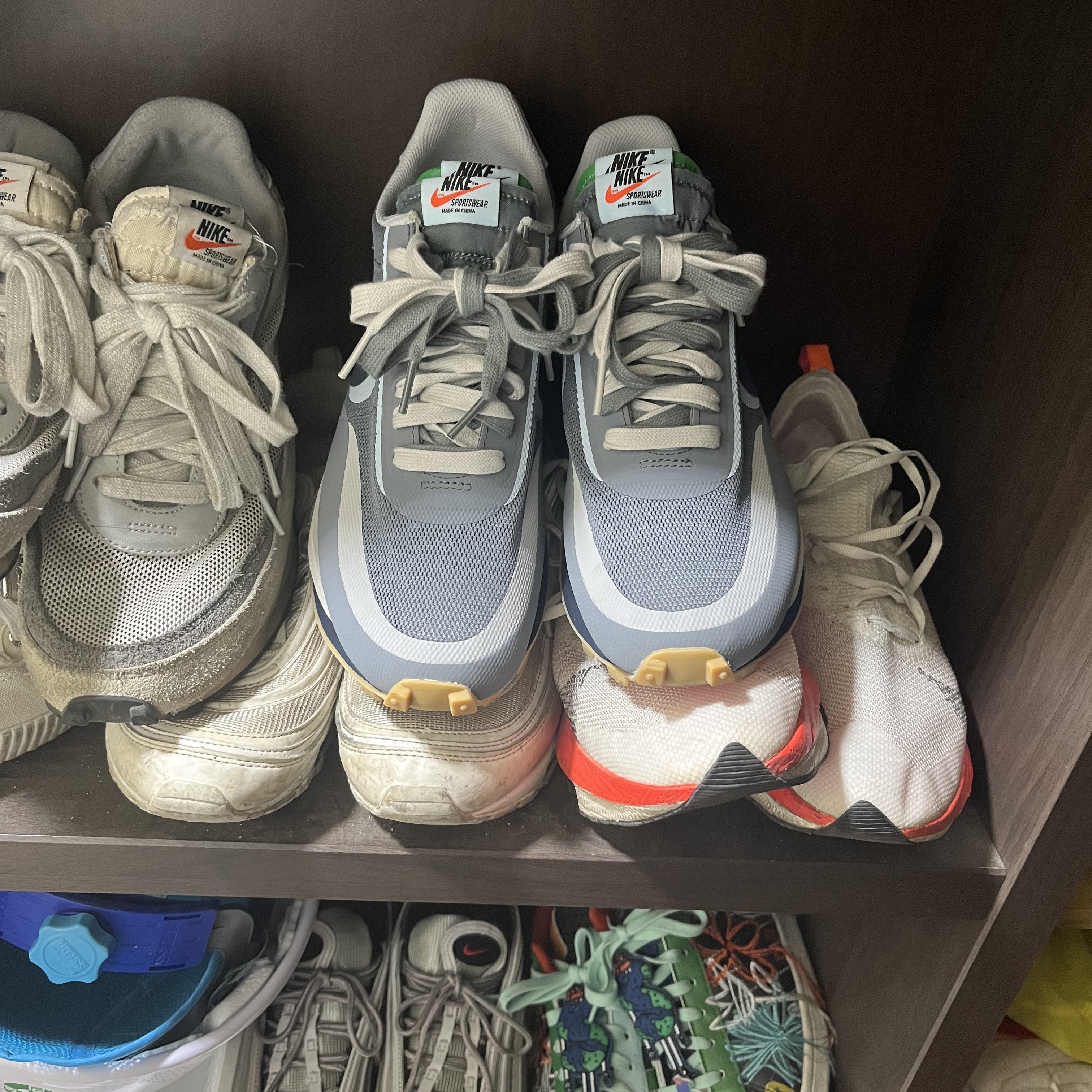Nike x Sacai x Clot LDWaffle Cool Grey, Nike x Sacai LDWaffle Summit White 착용 스타일