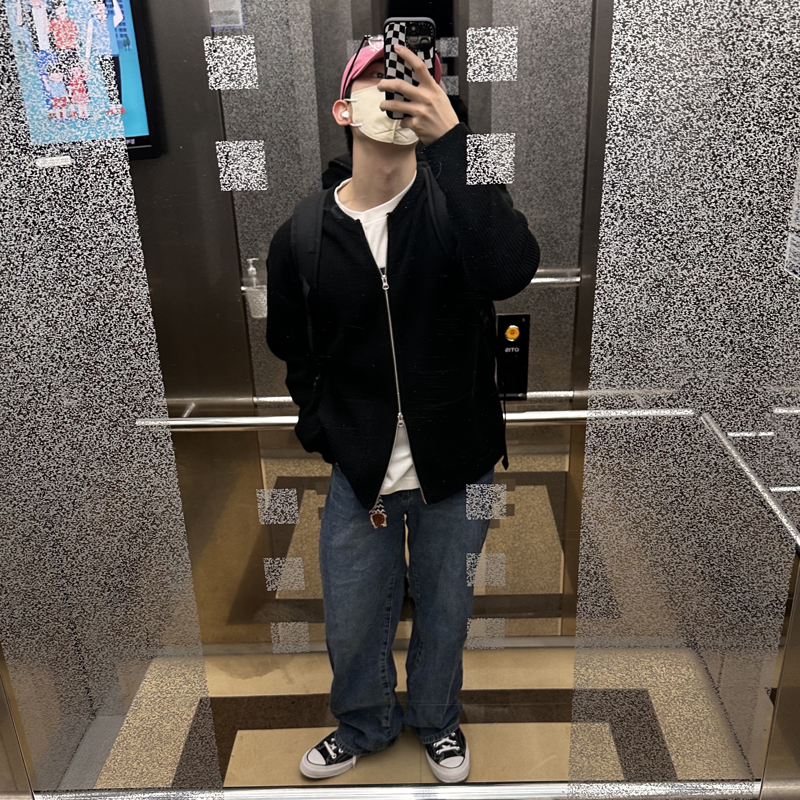 Converse x Stussy Chuck 70 High Black 착용 스타일