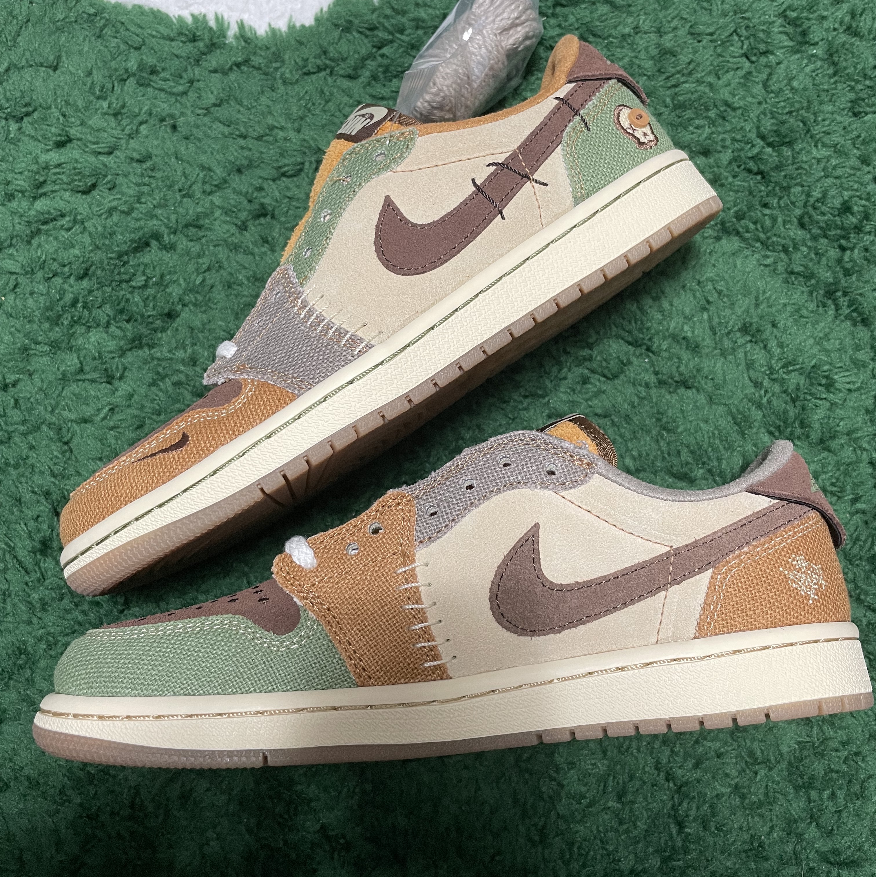 Jordan 1 x Zion Williamson Retro Low OG Flax and Oil Green 착용 스타일