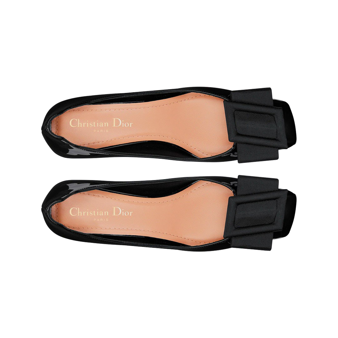 (W) 디올 아이딜 발레 펌프스 페이턴트 카프스킨 그로그랭 블랙((W) Dior Idylle Ballet Pumps Patent Calfskin Grosgrain Black) - 2