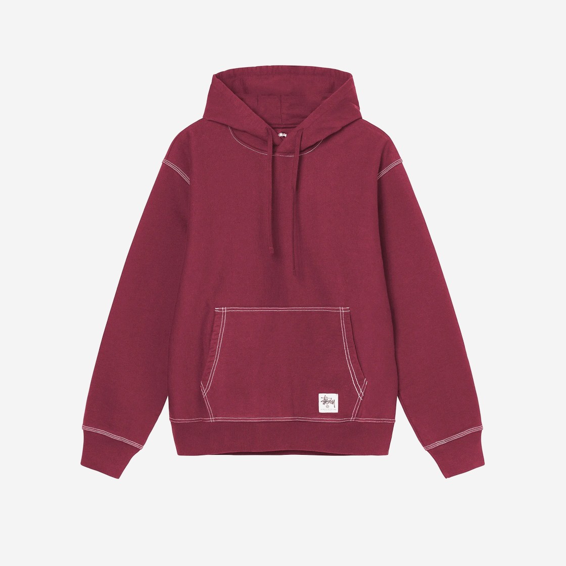 Stussy Contrast Stitch Label Hoodie Berry 상세 이미지 1