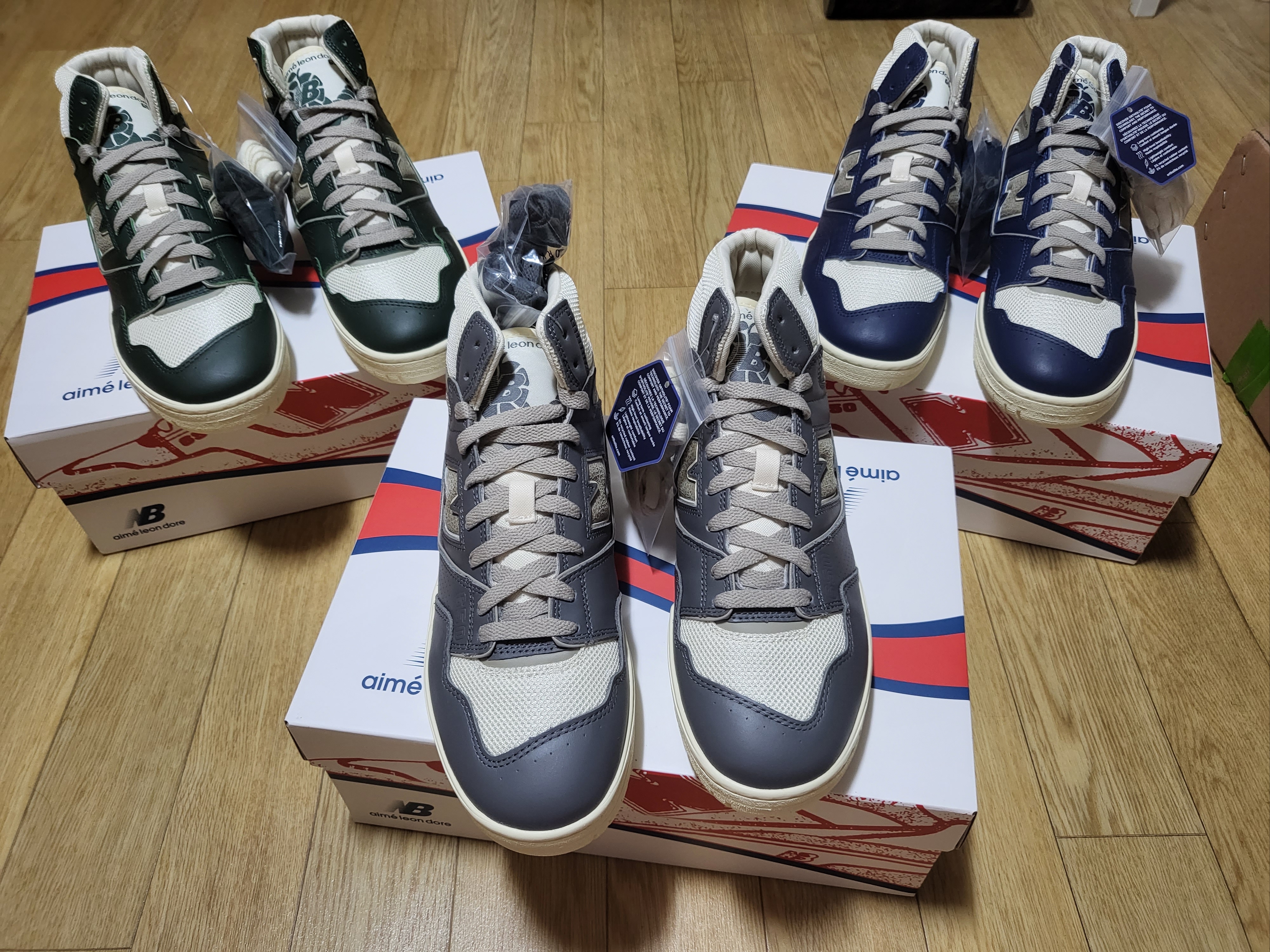 New Balance x Aime Leon Dore 650R Navy, New Balance x Aime Leon Dore 650R Dark Grey 착용 스타일