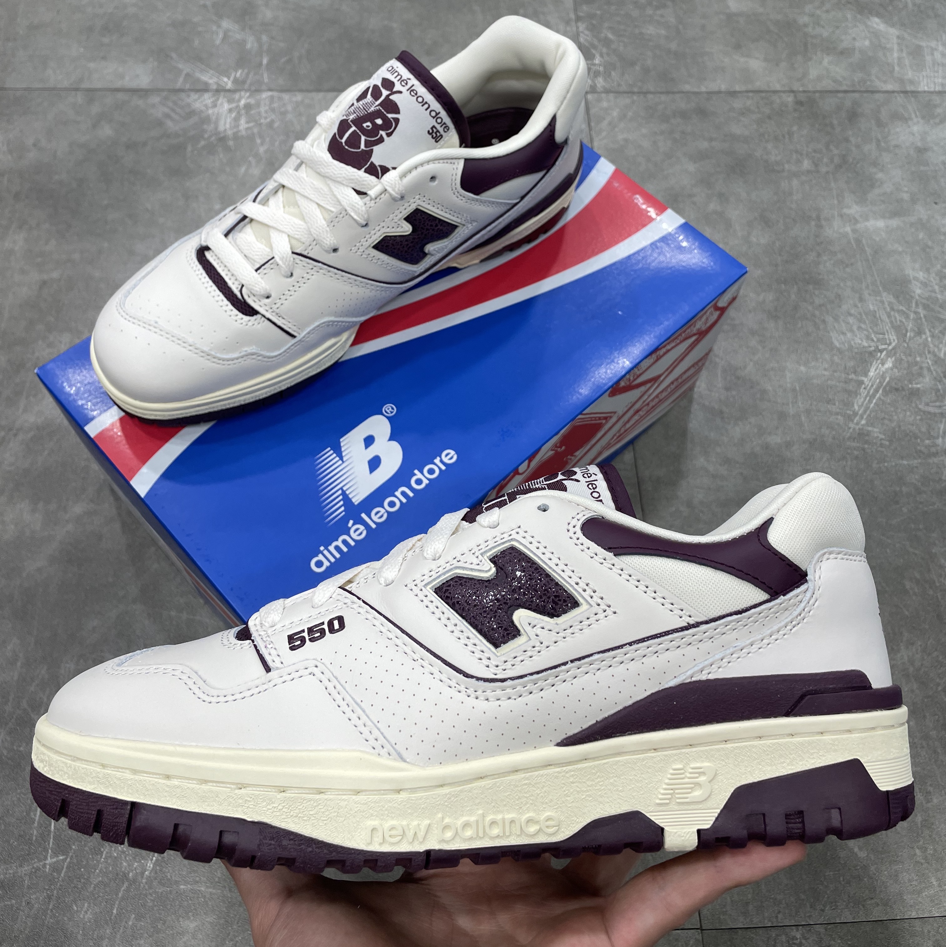 New Balance x Aime Leon Dore 550 Purple 착용 스타일