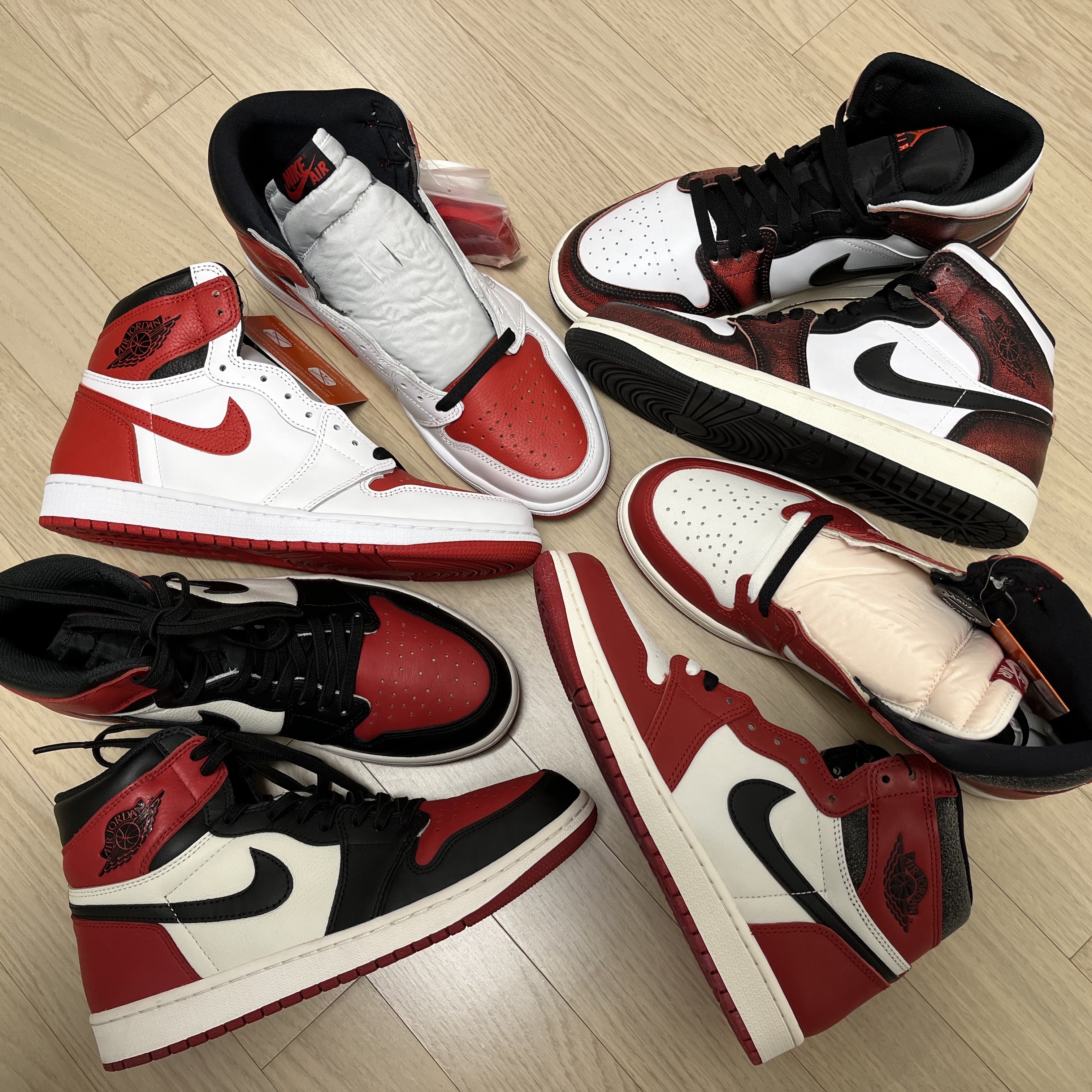 Jordan 1 Retro High OG Chicago 2022, Jordan 1 Retro High OG Bred Toe 착용 스타일 - 1