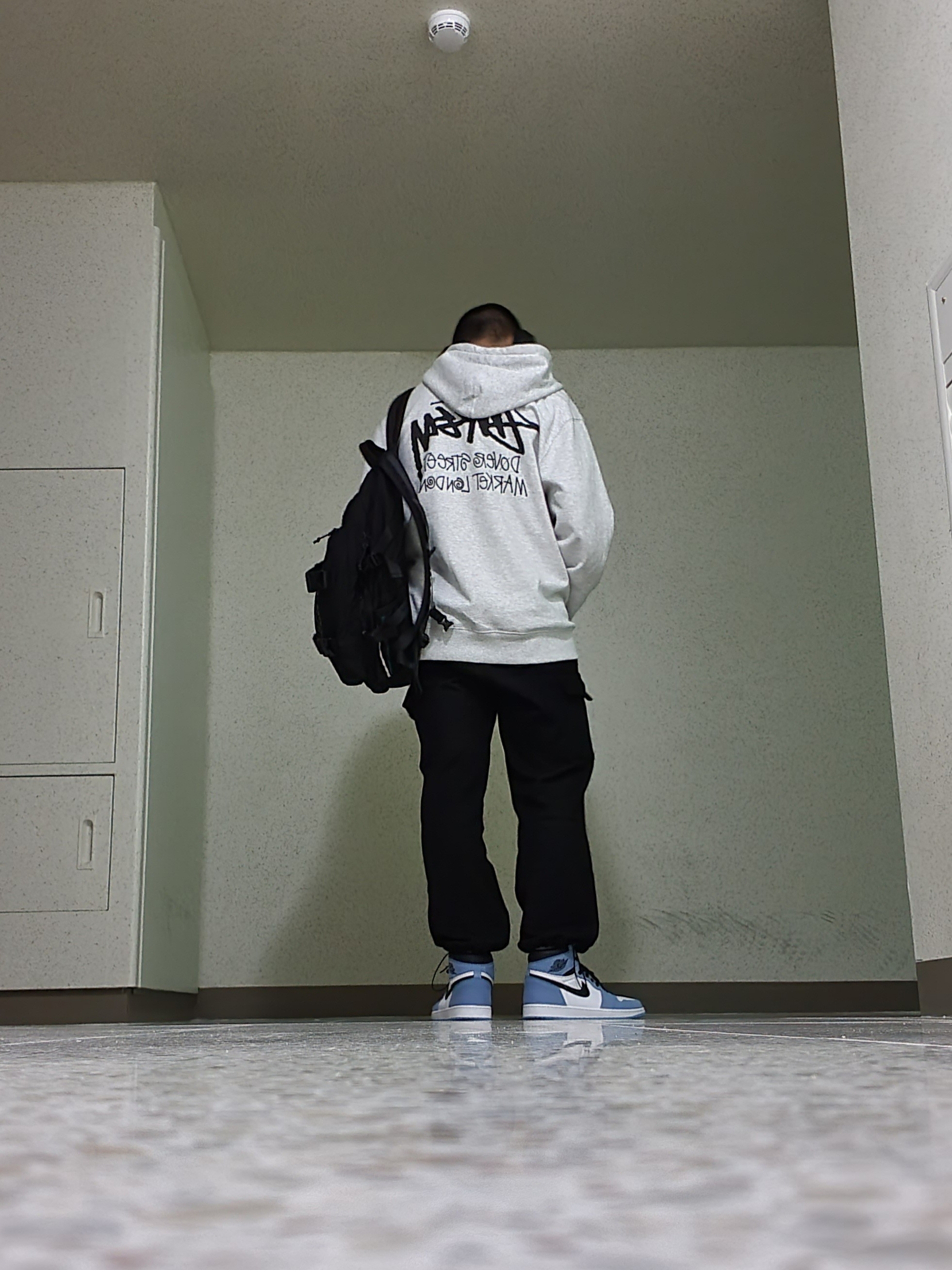 Jordan 1 Retro High OG University Blue, Stussy Stock DSM London Zip Hoodie Ash Heather 2022 착용 스타일 - 1