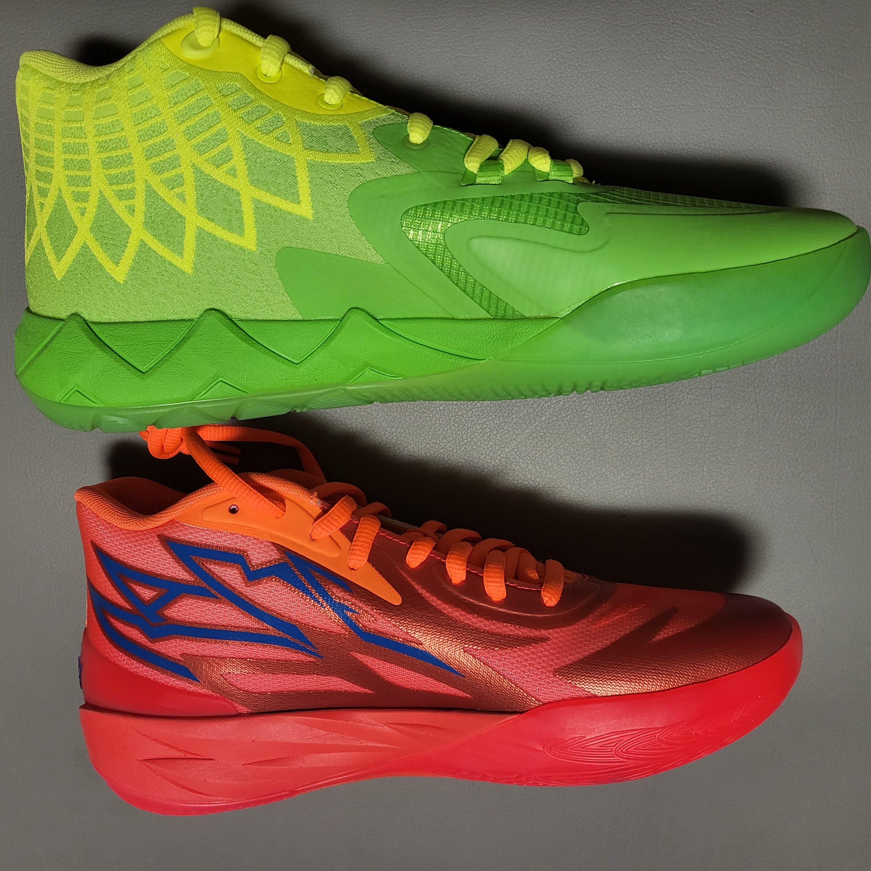 Puma x Rick & Morty MB.01 Jasmine Green Energy Rose, Puma MB.02 Lamelo Ball Fiery Coral 착용 스타일 - 1
