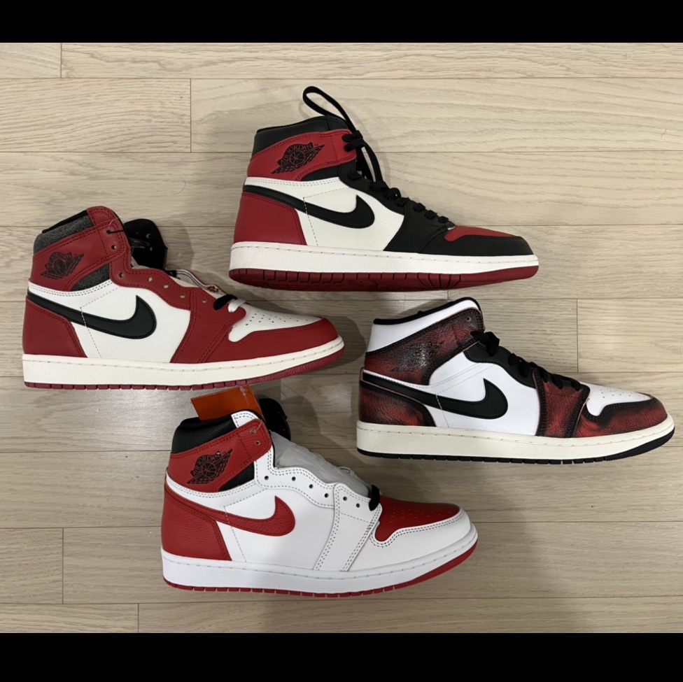 Jordan 1 Retro High OG Chicago 2022, Jordan 1 Retro High OG Bred Toe 착용 스타일 - 2
