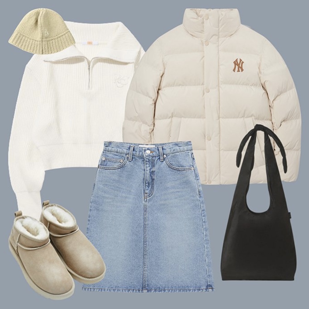 (W) UGG Classic Ultra Mini Boots Sand 착용 스타일