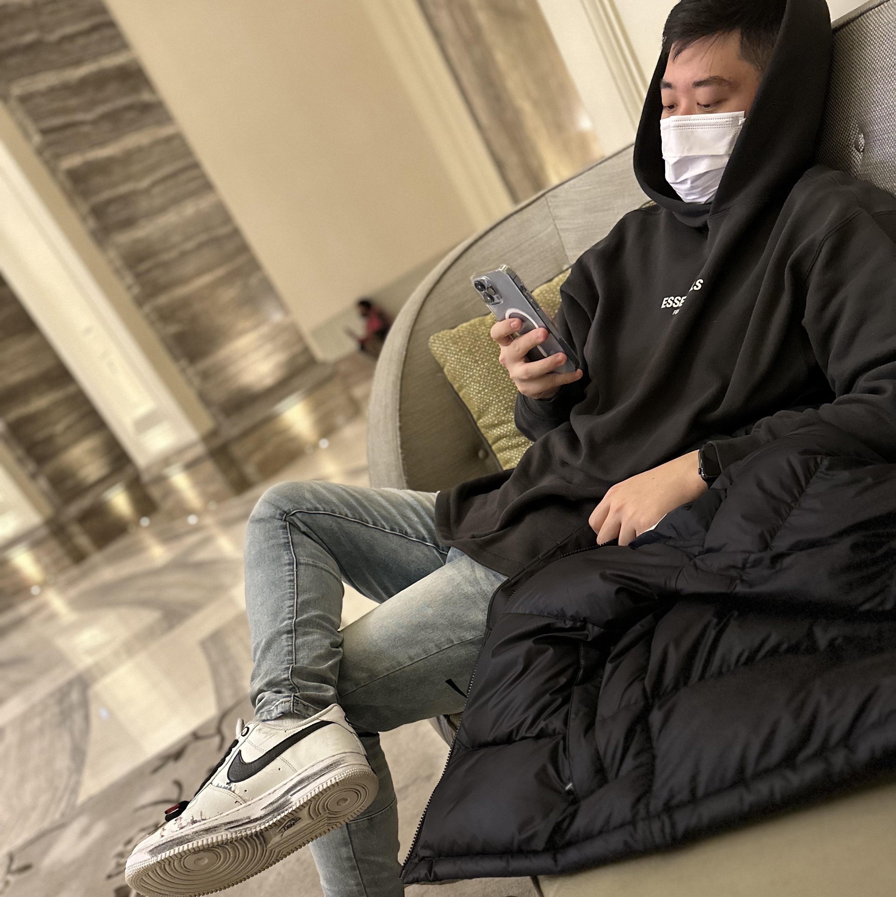 Nike x Peaceminusone Air Force 1 Low Para-Noise 2.0, The North Face 1996 Eco Nuptse Jacket Black μ°©μ© μ€νμΌ