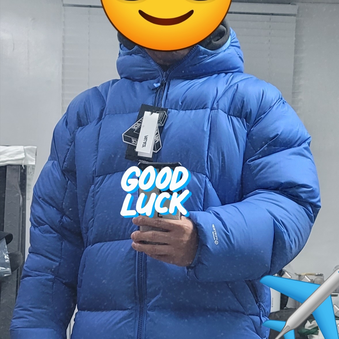 Palace Pertex Frost Balaclava Puffa Blue - 22FW 착용 스타일