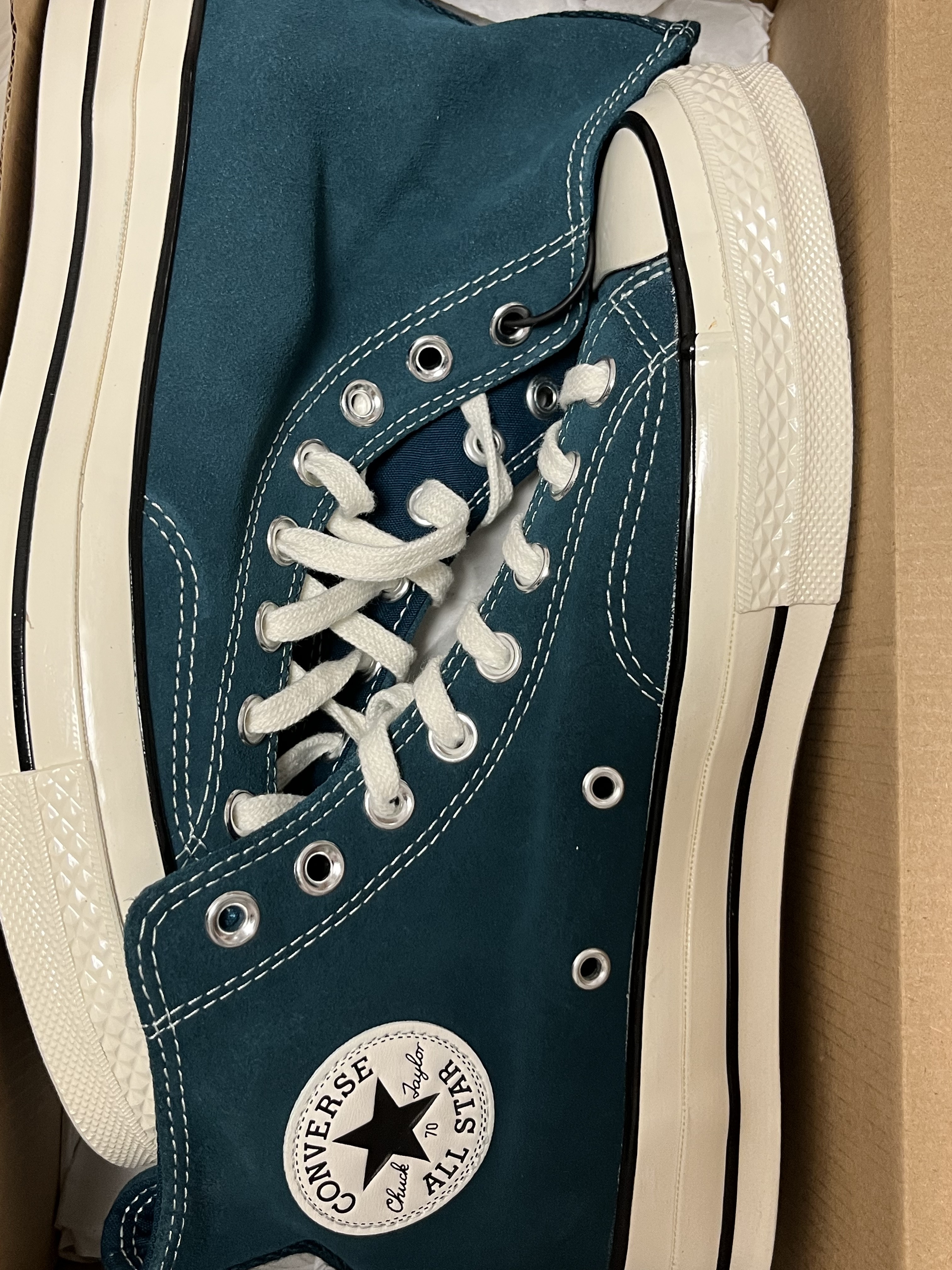 Converse Chuck 70 High Suede Midnight Turquoise 착용 스타일 - 2