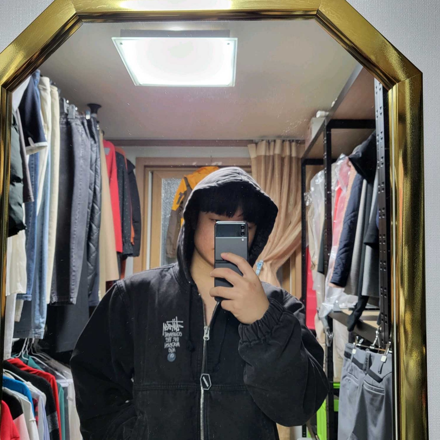 Stone Island 99576 Nylon Metal 6-Panel Cap Black, Stussy Canvas Insulated Work Jacket Black 착용 스타일 - 2