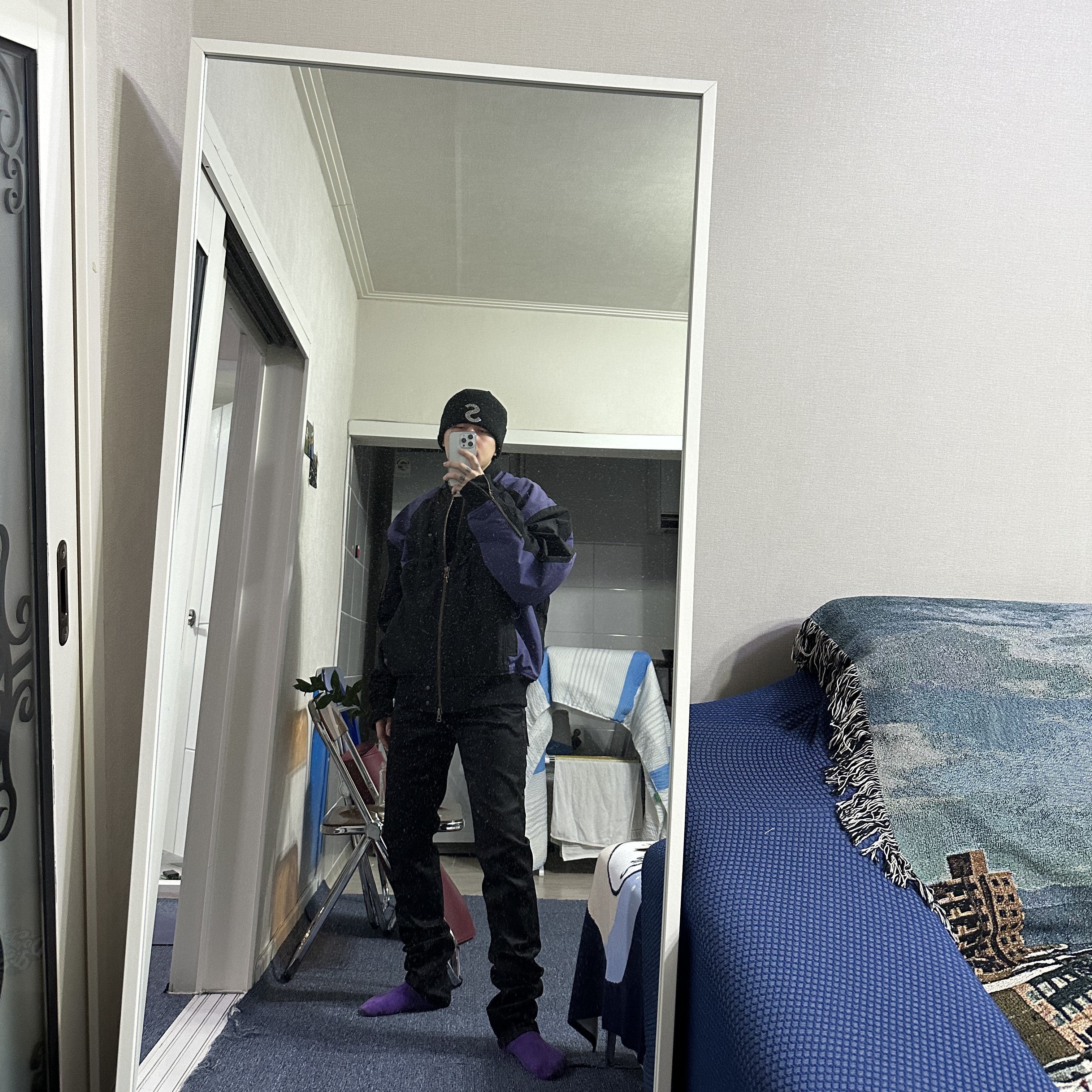 Undermycar Black Mamba Slim Fit Red Stitch Wax Coating Jeans Rumba Red - 22FW 착용 스타일 - 5
