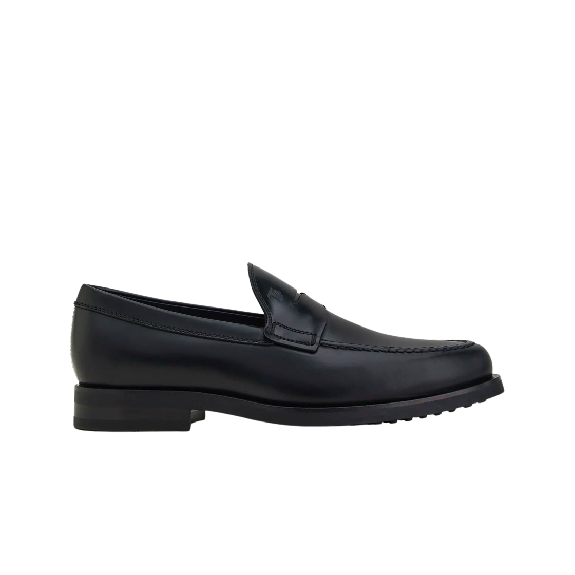 토즈 스탬프 모노그램 세미 글로시 레더 로퍼 블랙(Tod's Stamped Monogram Semi-Glossy Leather Loafers Black) - 1