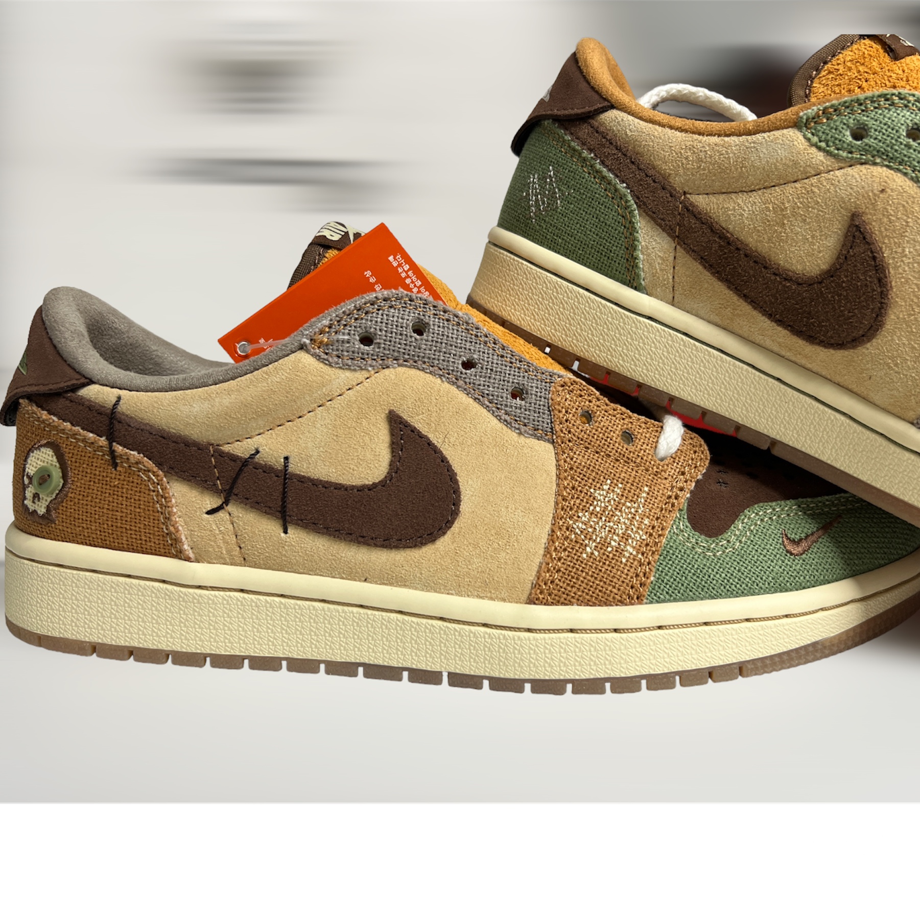 Jordan 1 x Zion Williamson Retro Low OG Flax and Oil Green 착용 스타일