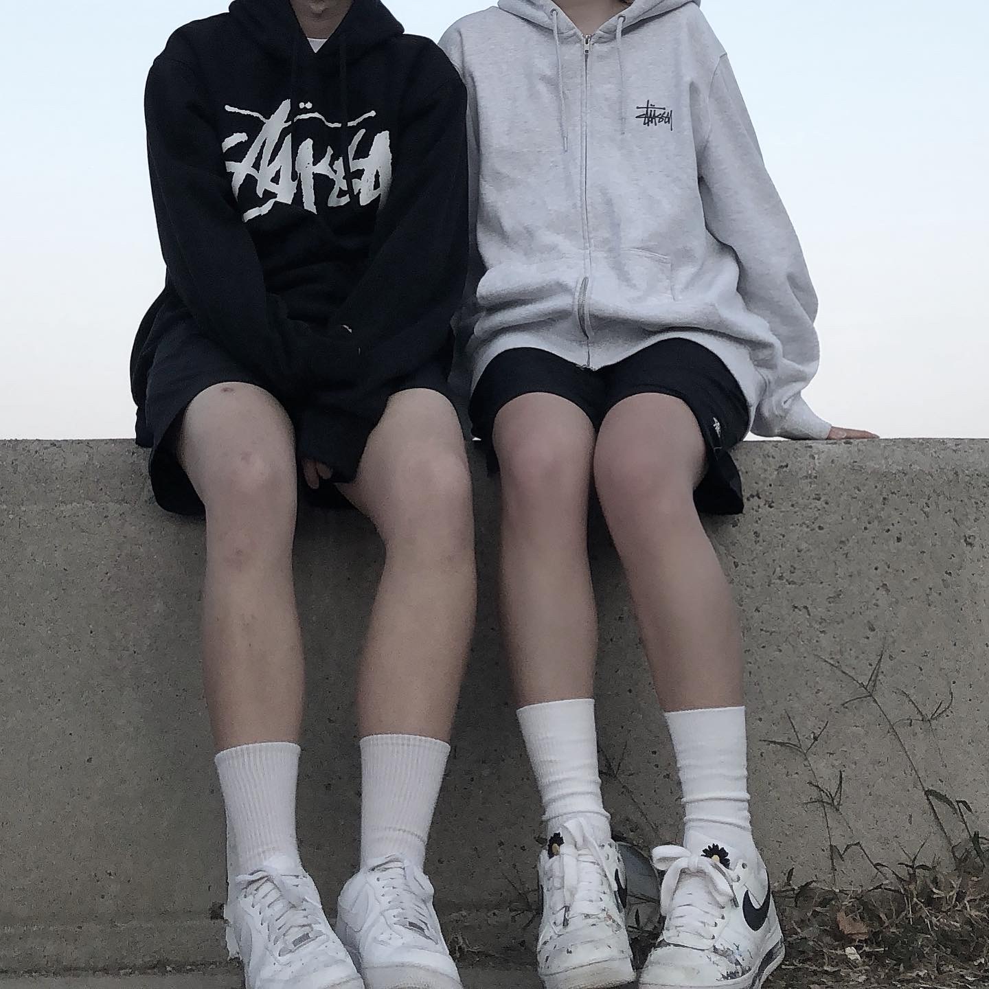 Stussy Big Stock Hoodie Black, Stussy Basic Stussy Hoodie Ash Heather 2022 착용 스타일 - 3