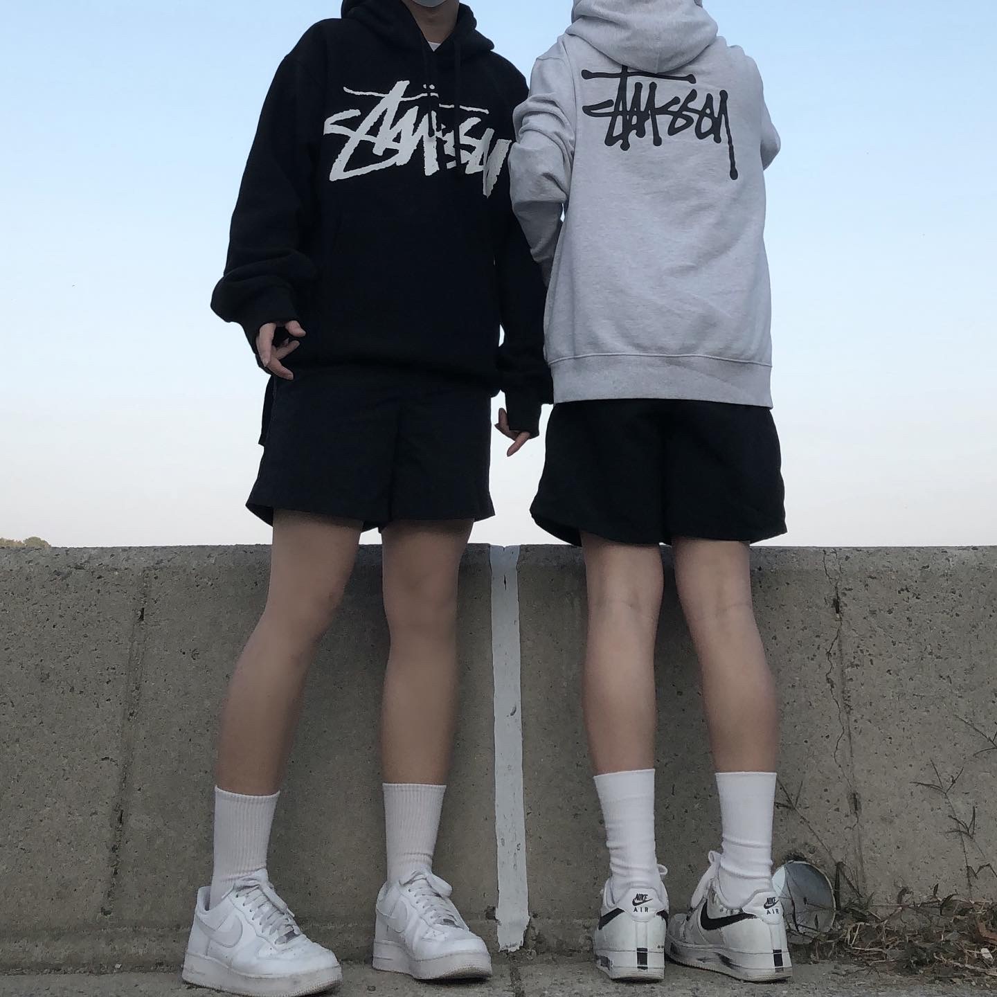Stussy Big Stock Hoodie Black, Stussy Basic Stussy Hoodie Ash Heather 2022 착용 스타일 - 1