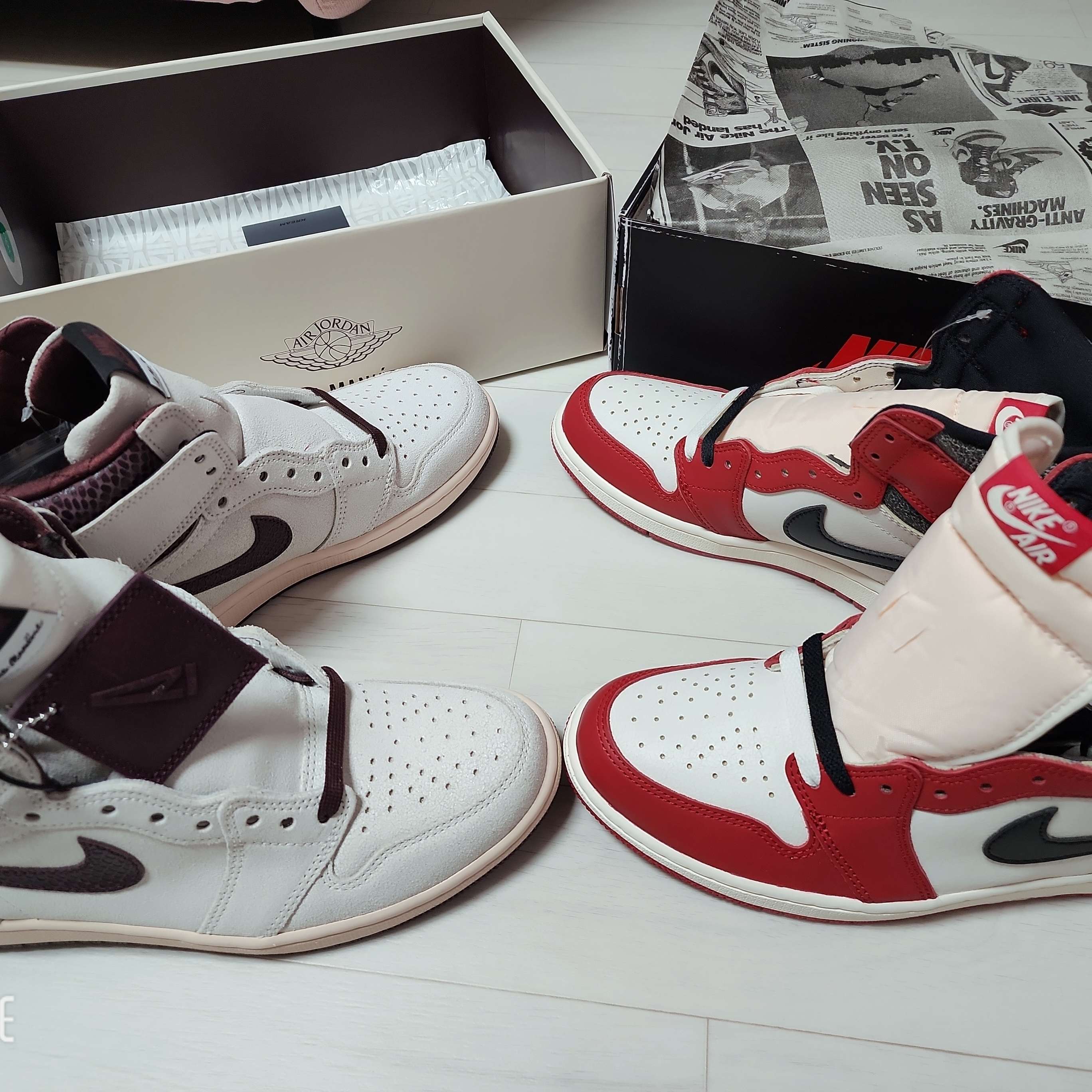 Jordan 1 x A Ma Maniere Retro High OG SP Sail and Burgundy 착용 스타일