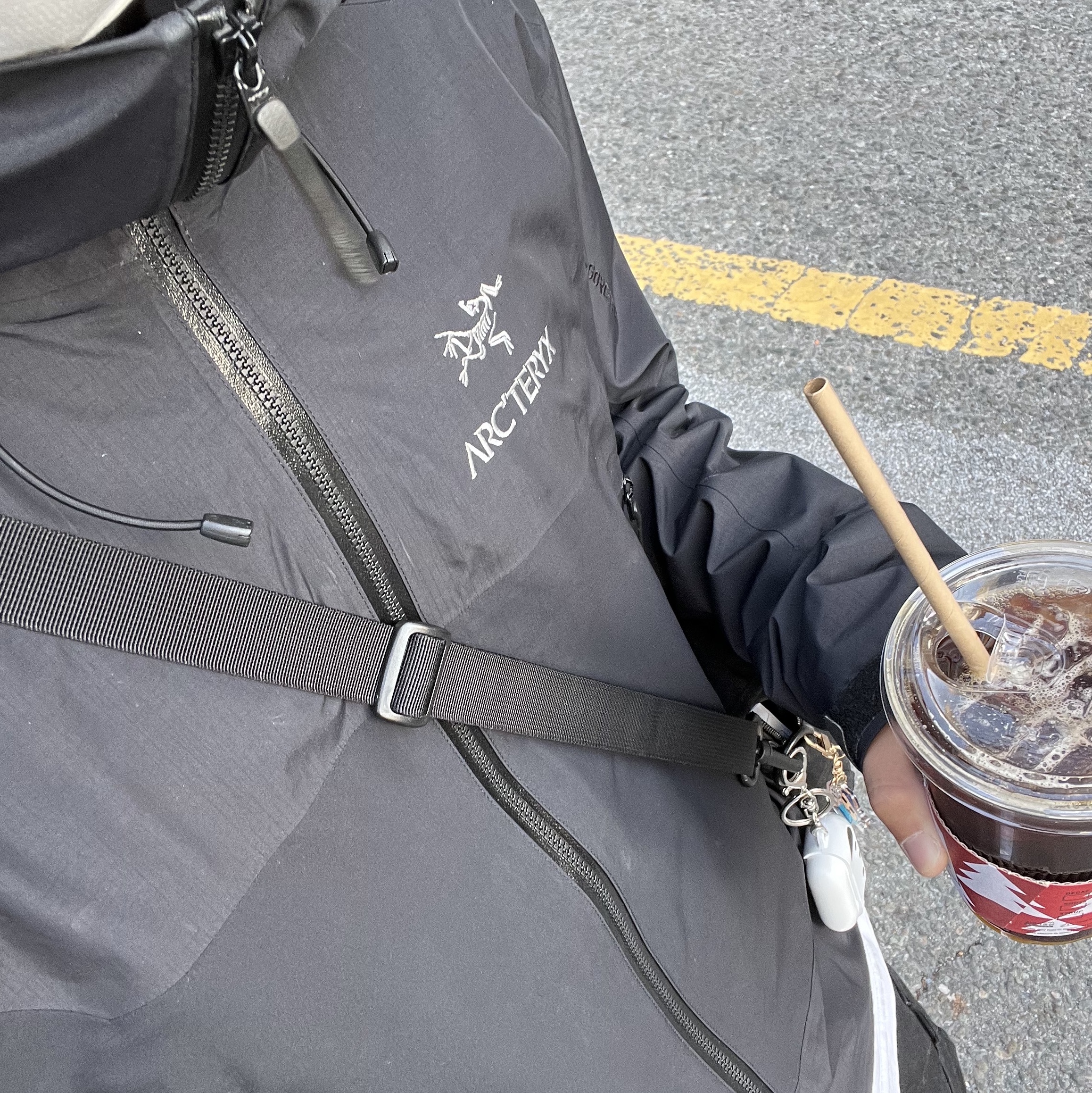 Arc'teryx Beta SL Hybrid Jacket Black 착용 스타일 - 1