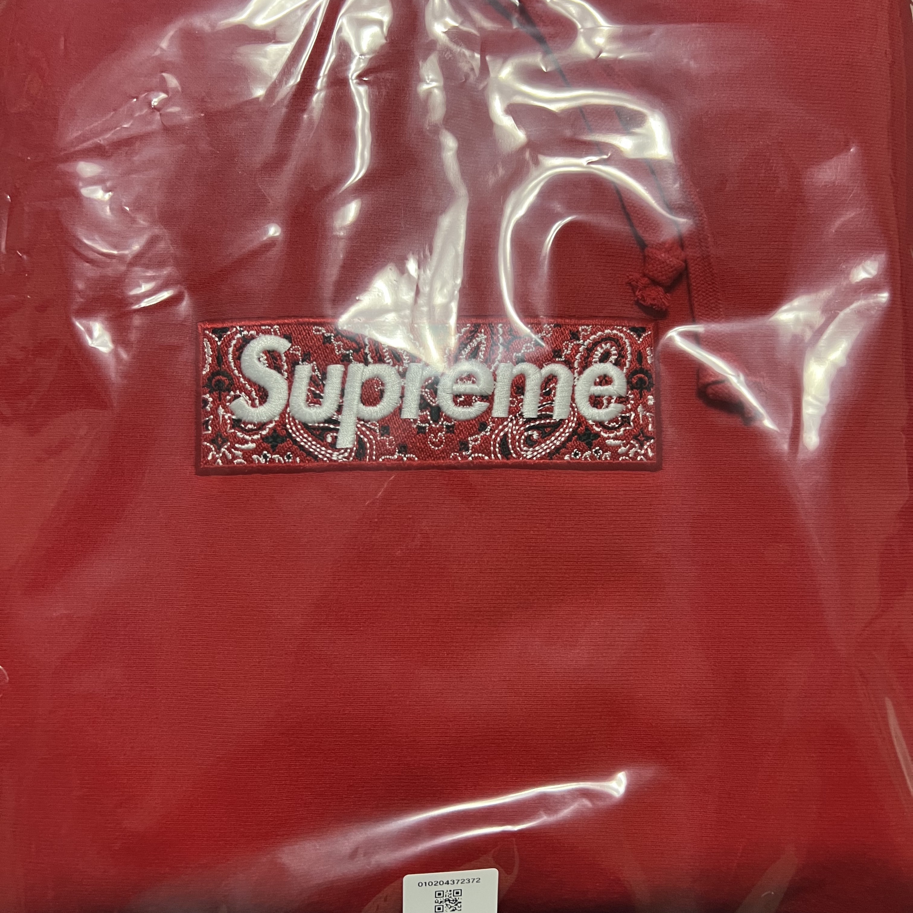 Supreme Bandana Box Logo Hooded Sweatshirt Red - 19FW 착용 스타일