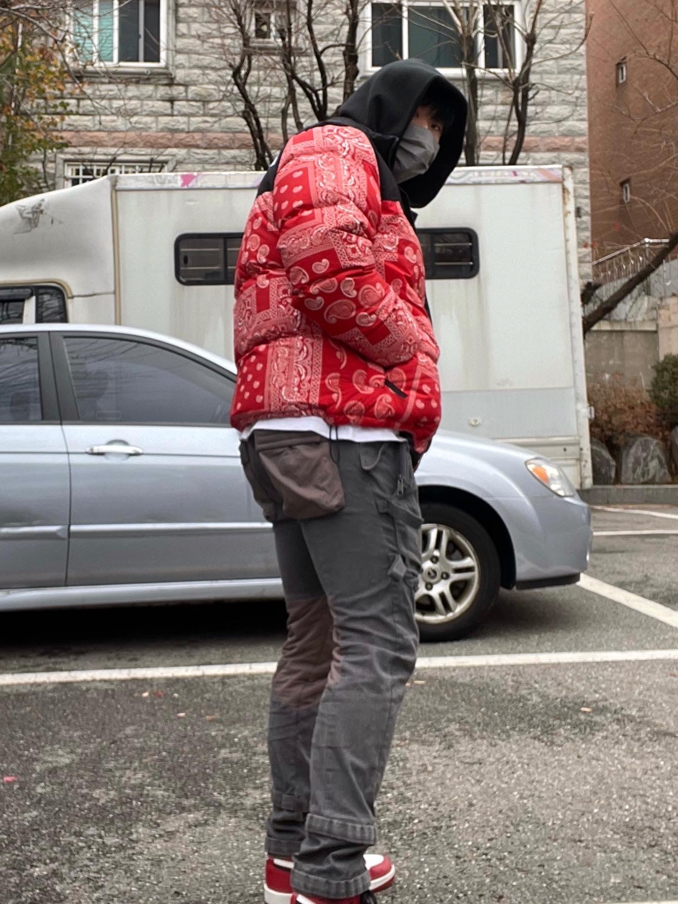 The North Face Nuptse Down Jacket Red, Jordan 1.5 Retro Chicago 2015 착용 스타일 - 4