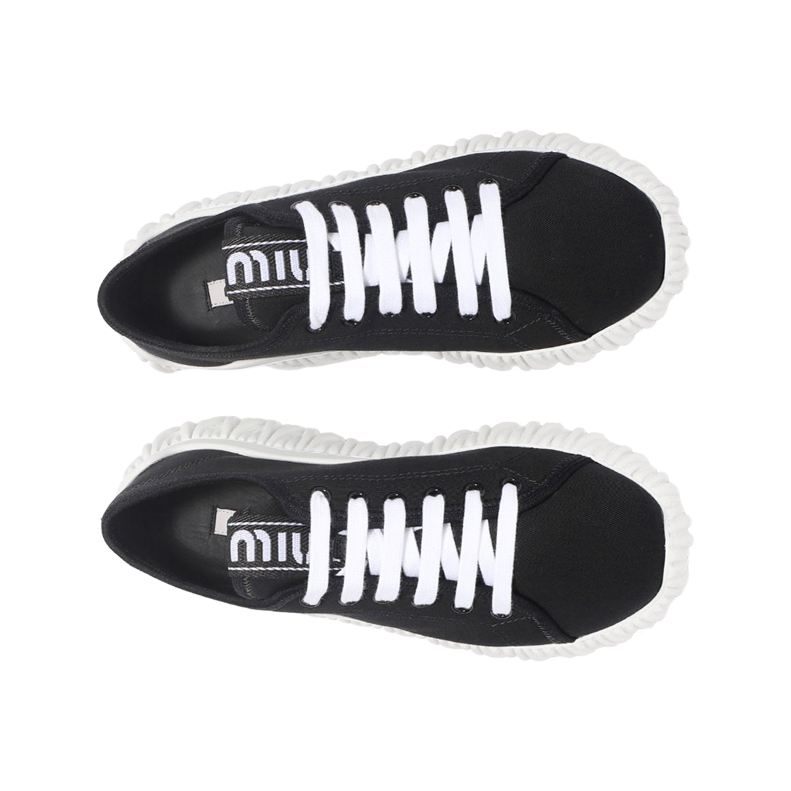 (W) 미우 미우 개버딘 스니커즈 블랙((W) Miu Miu Gabardine Sneakers Black) - 2